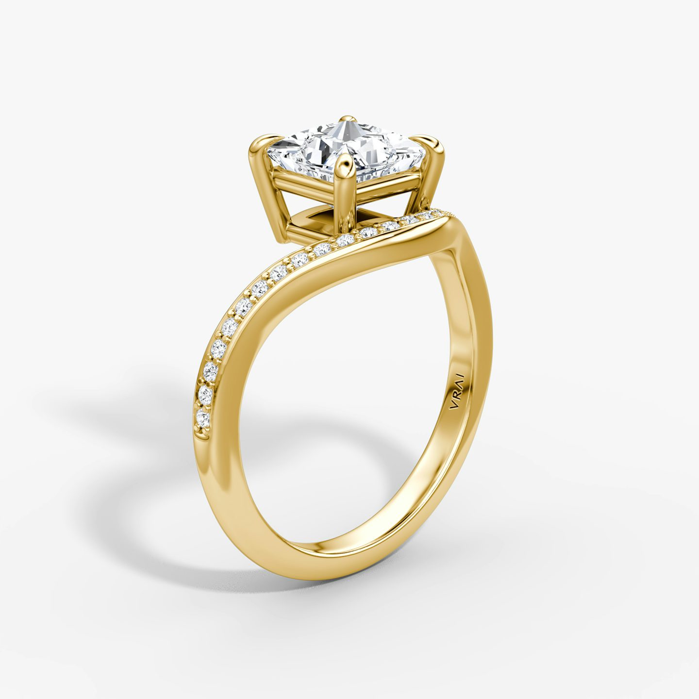 Anillo de compromiso Curve | Princesa | 18k | Oro amarillo | bandAccent: Pavé | diamondOrientation: vertical | caratWeight: other