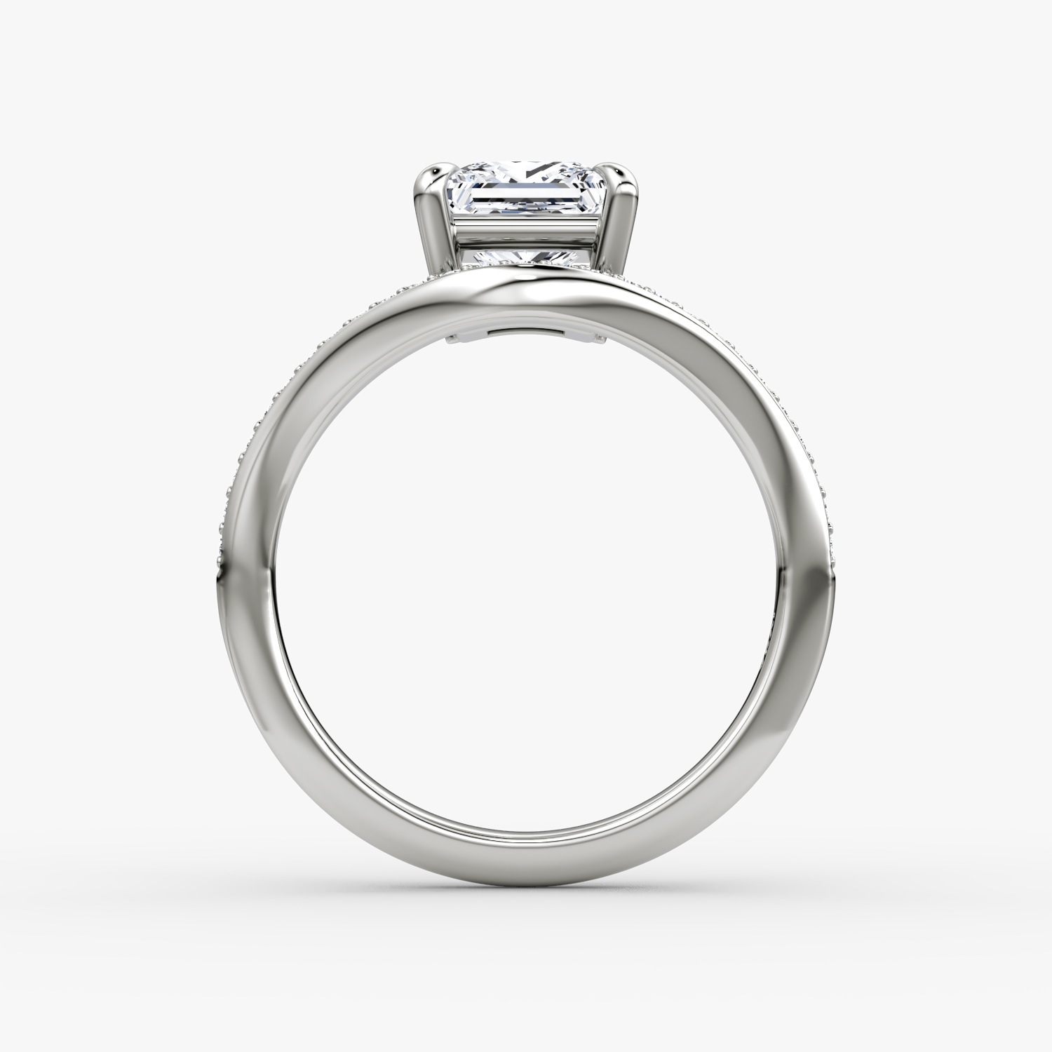 The Curve | Princess | Platinum | bandAccent: Pavé | diamondOrientation: vertical | caratWeight: other