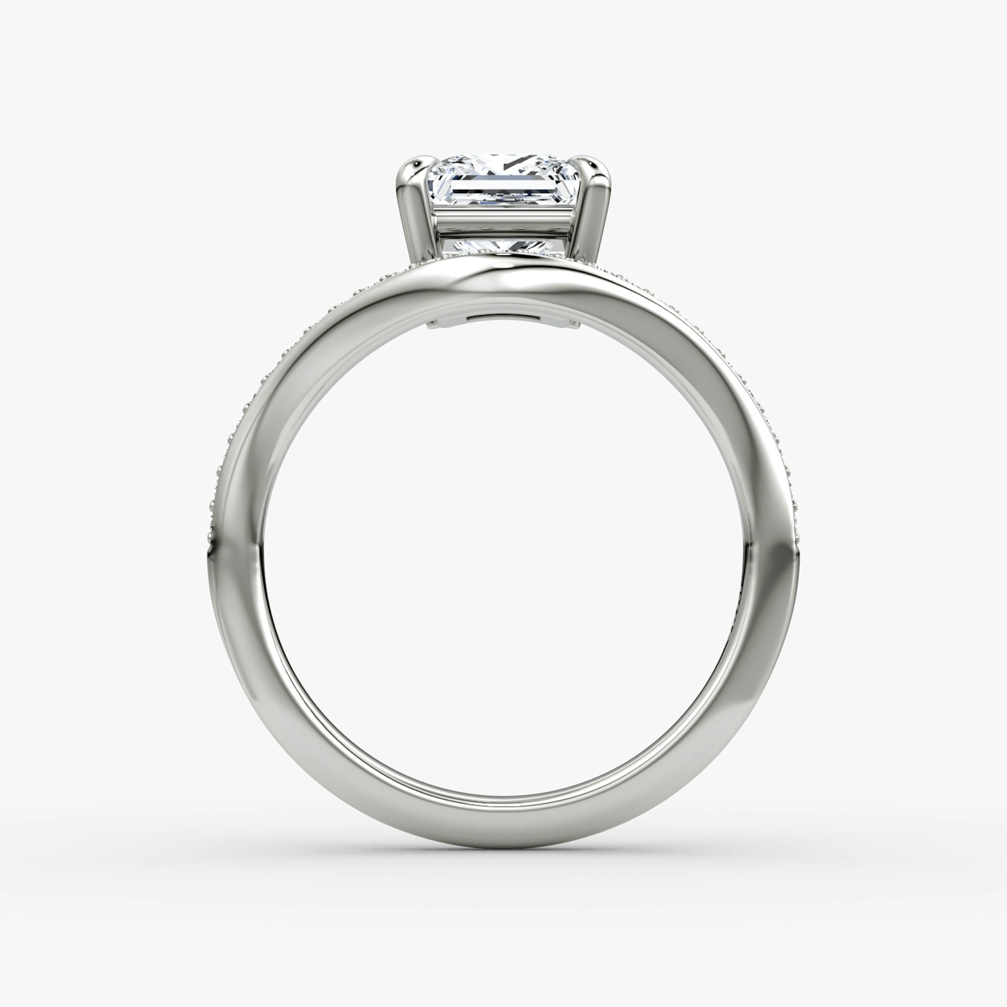 The Curve | Princess | Platinum | bandAccent: Pavé | diamondOrientation: vertical | caratWeight: other