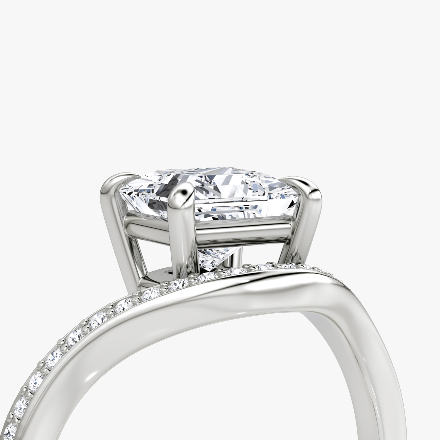 The Curve | Princess | Platinum | bandAccent: Pavé | diamondOrientation: vertical | caratWeight: other