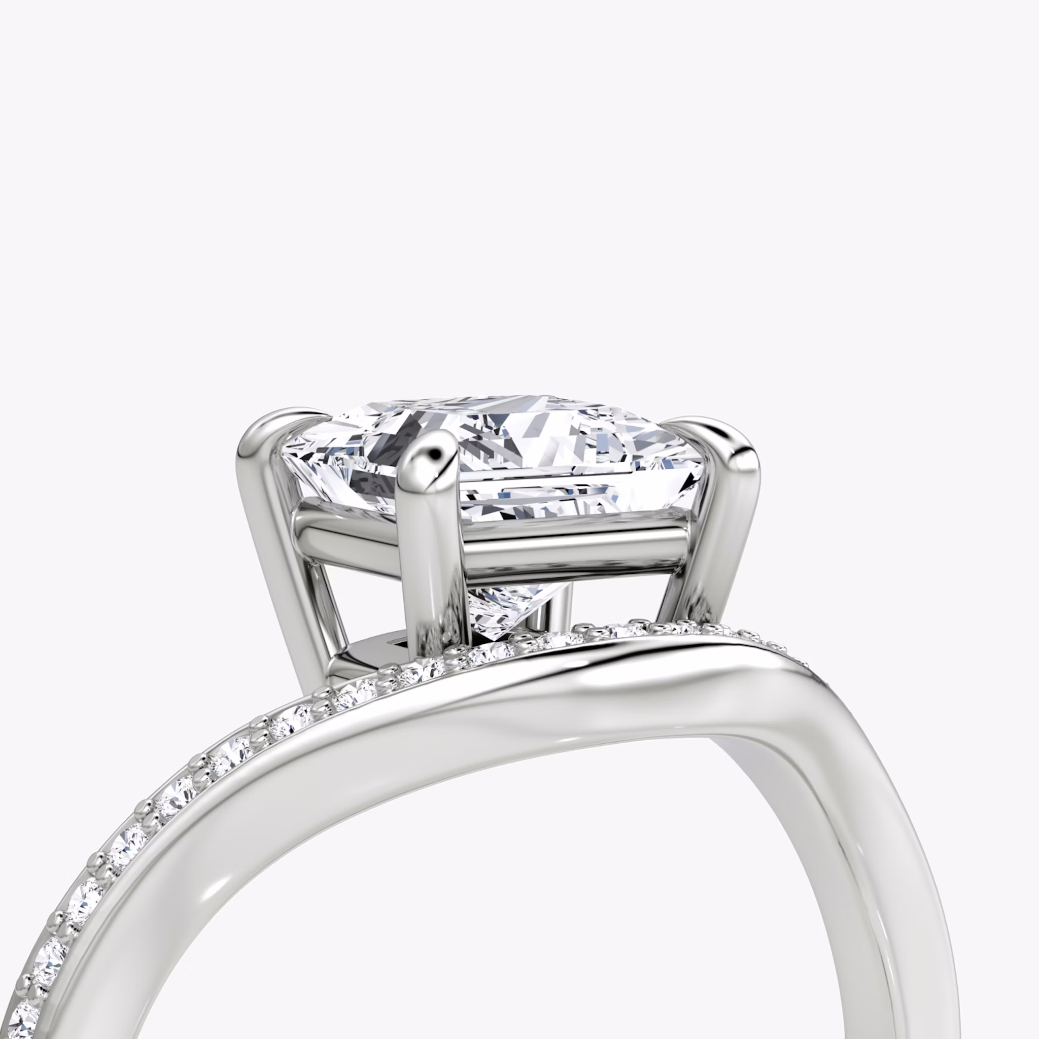 The Curve | Princess | Platinum | bandAccent: Pavé | diamondOrientation: vertical | caratWeight: other