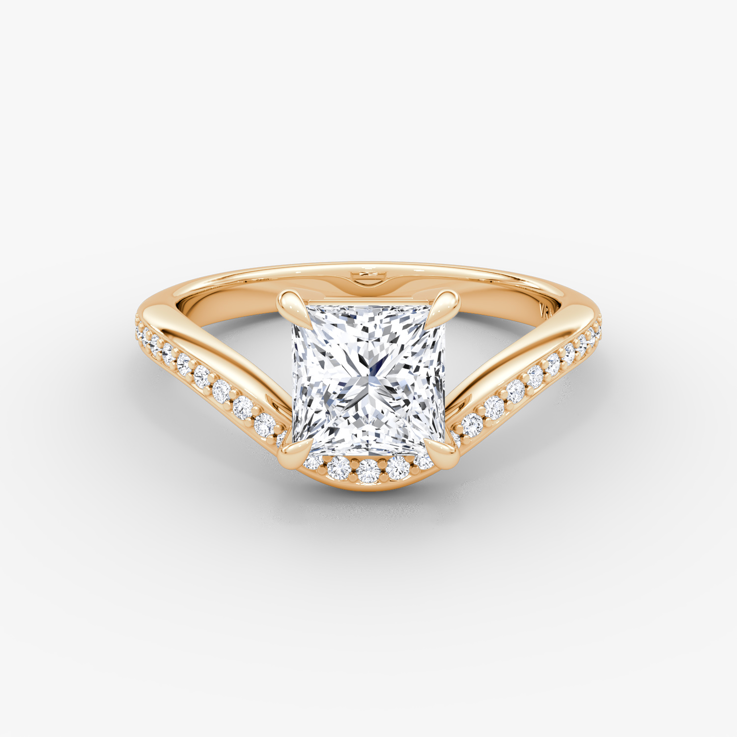 The Curve | Princess | 14k | Rose Gold | bandAccent: Pavé | diamondOrientation: vertical | caratWeight: other
