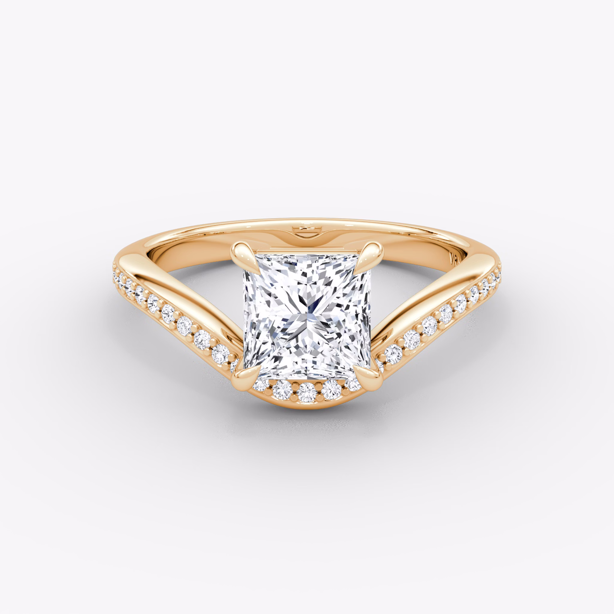 The Curve | Princess | 14k | Rose Gold | bandAccent: Pavé | diamondOrientation: vertical | caratWeight: other