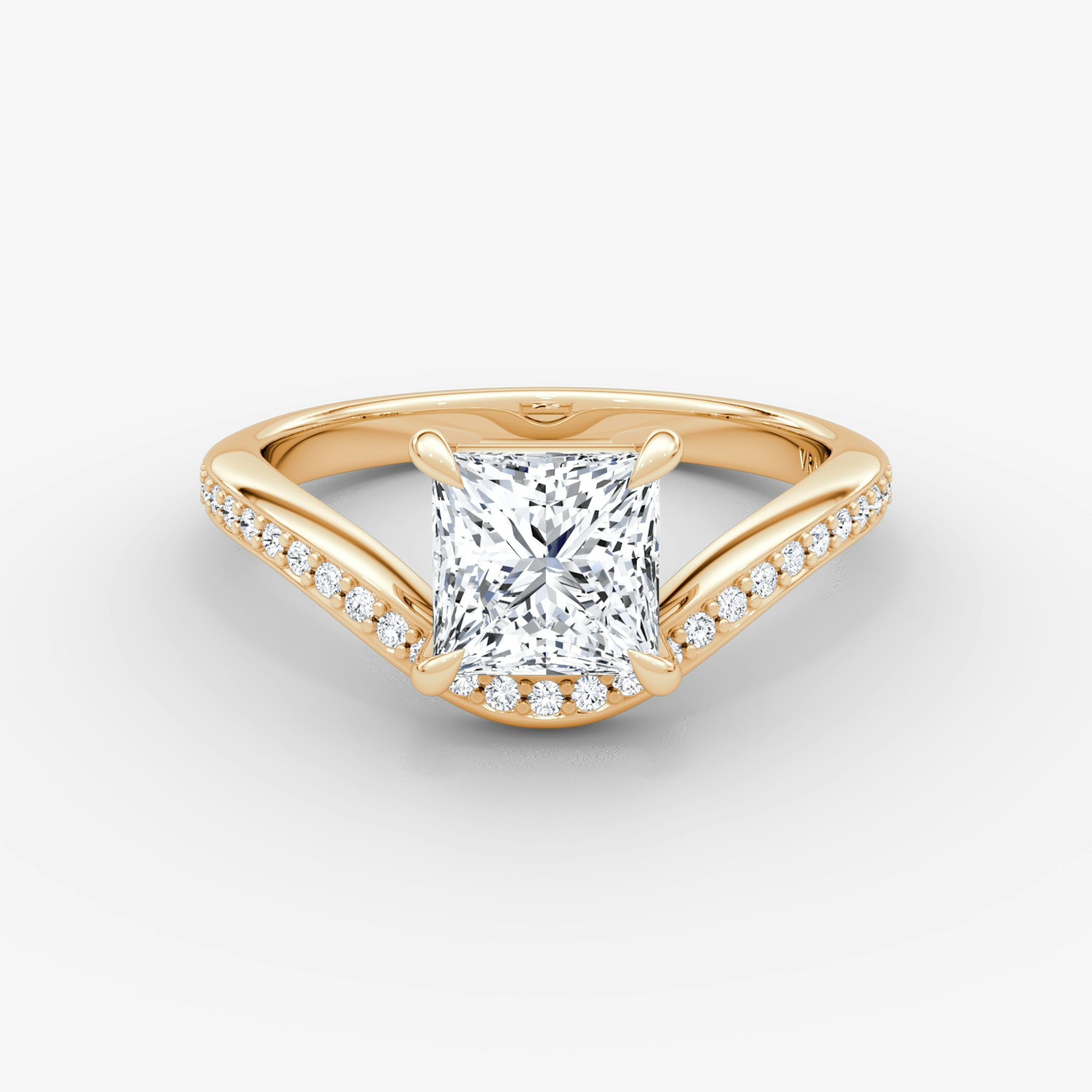 The Curve | Princess | 14k | Rose Gold | bandAccent: Pavé | diamondOrientation: vertical | caratWeight: other