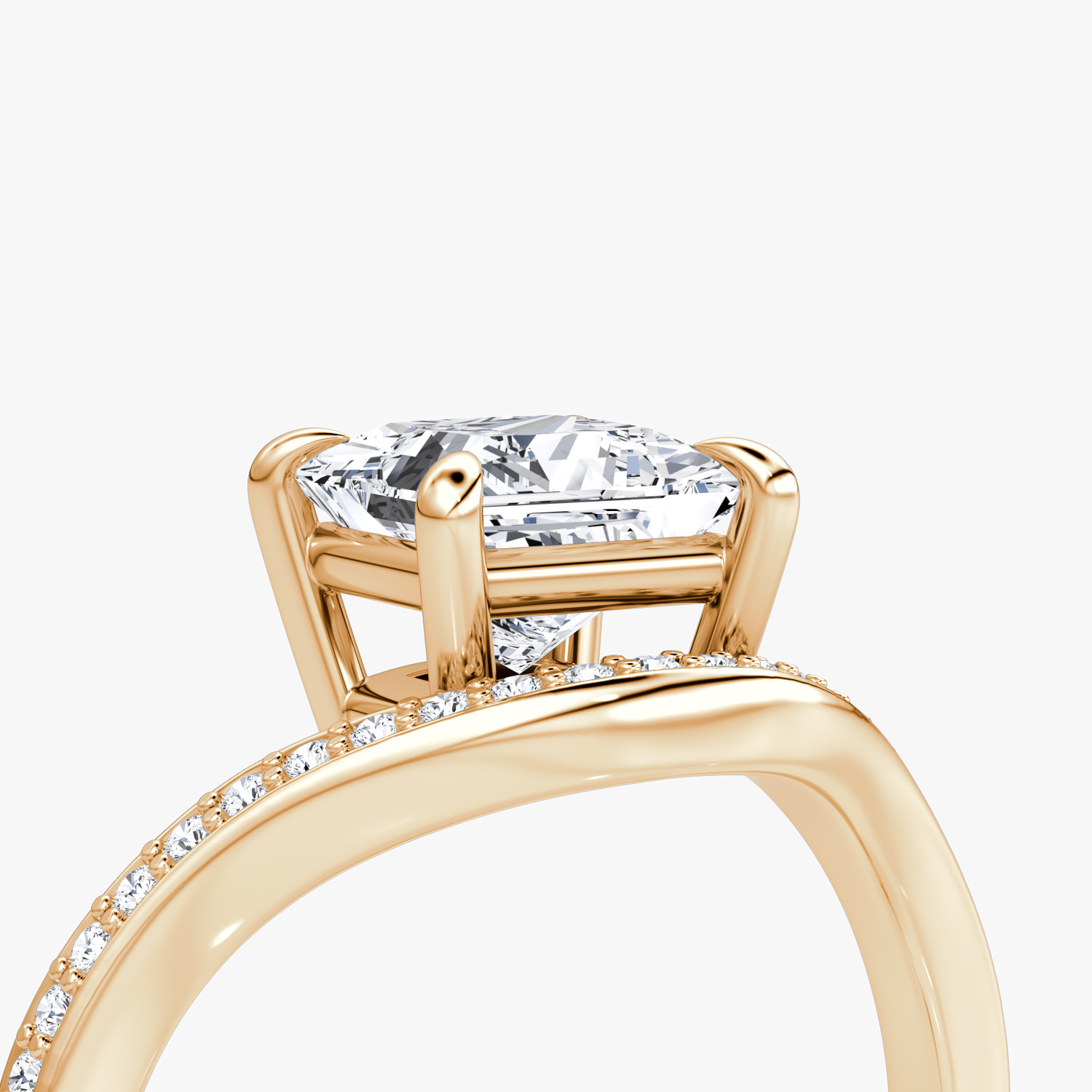 The Curve | Princess | 14k | Rose Gold | bandAccent: Pavé | diamondOrientation: vertical | caratWeight: other