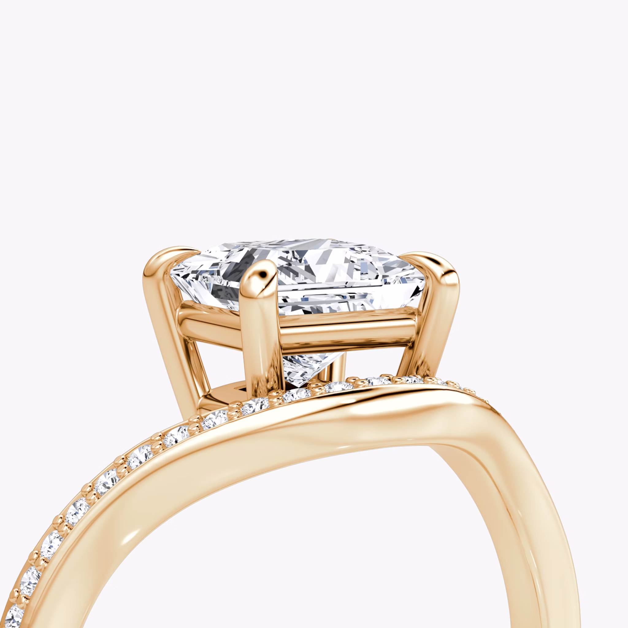 The Curve | Princess | 14k | Rose Gold | bandAccent: Pavé | diamondOrientation: vertical | caratWeight: other