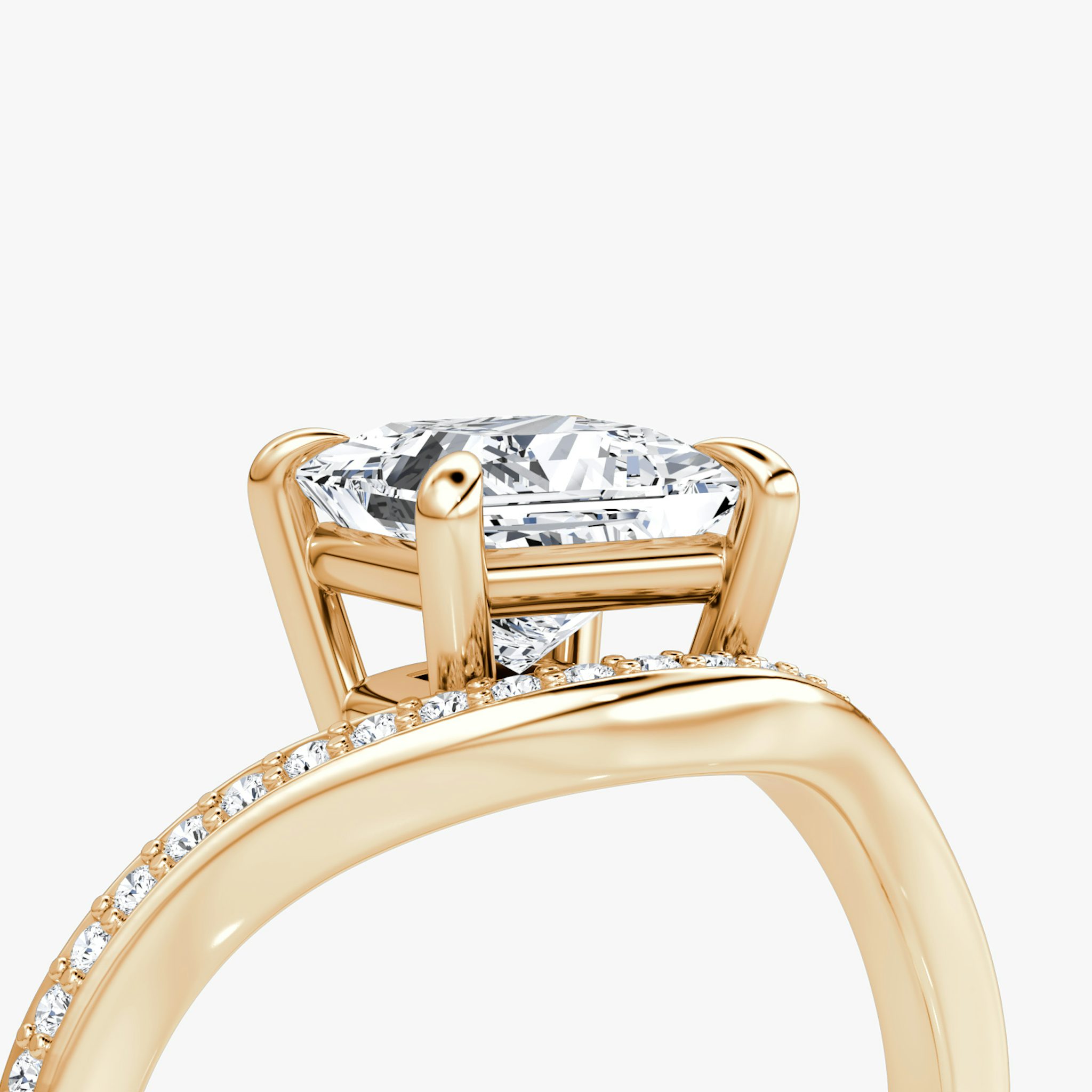 The Curve | Princess | 14k | Rose Gold | bandAccent: Pavé | diamondOrientation: vertical | caratWeight: other