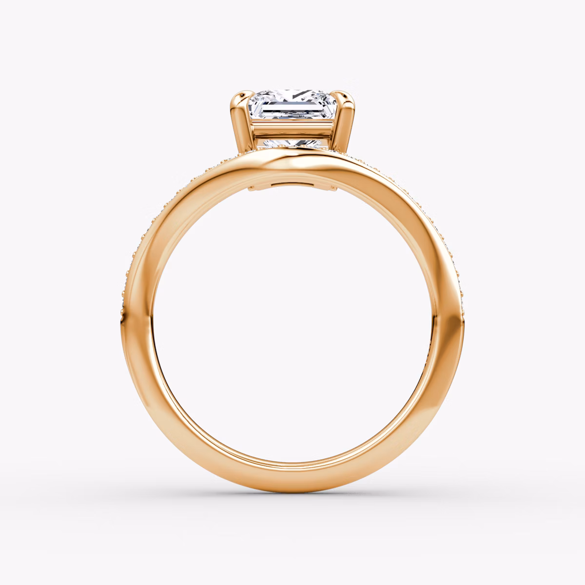 Curve | Princess | 14k | Roségold | bandAccent: Mit Pavé-Besatz | diamondOrientation: vertical | caratWeight: other