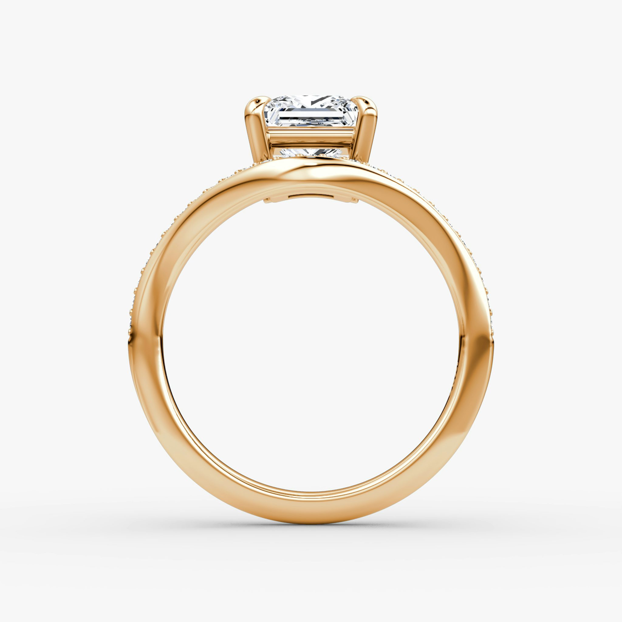 The Curve | Princess | 14k | Rose Gold | bandAccent: Pavé | diamondOrientation: vertical | caratWeight: other