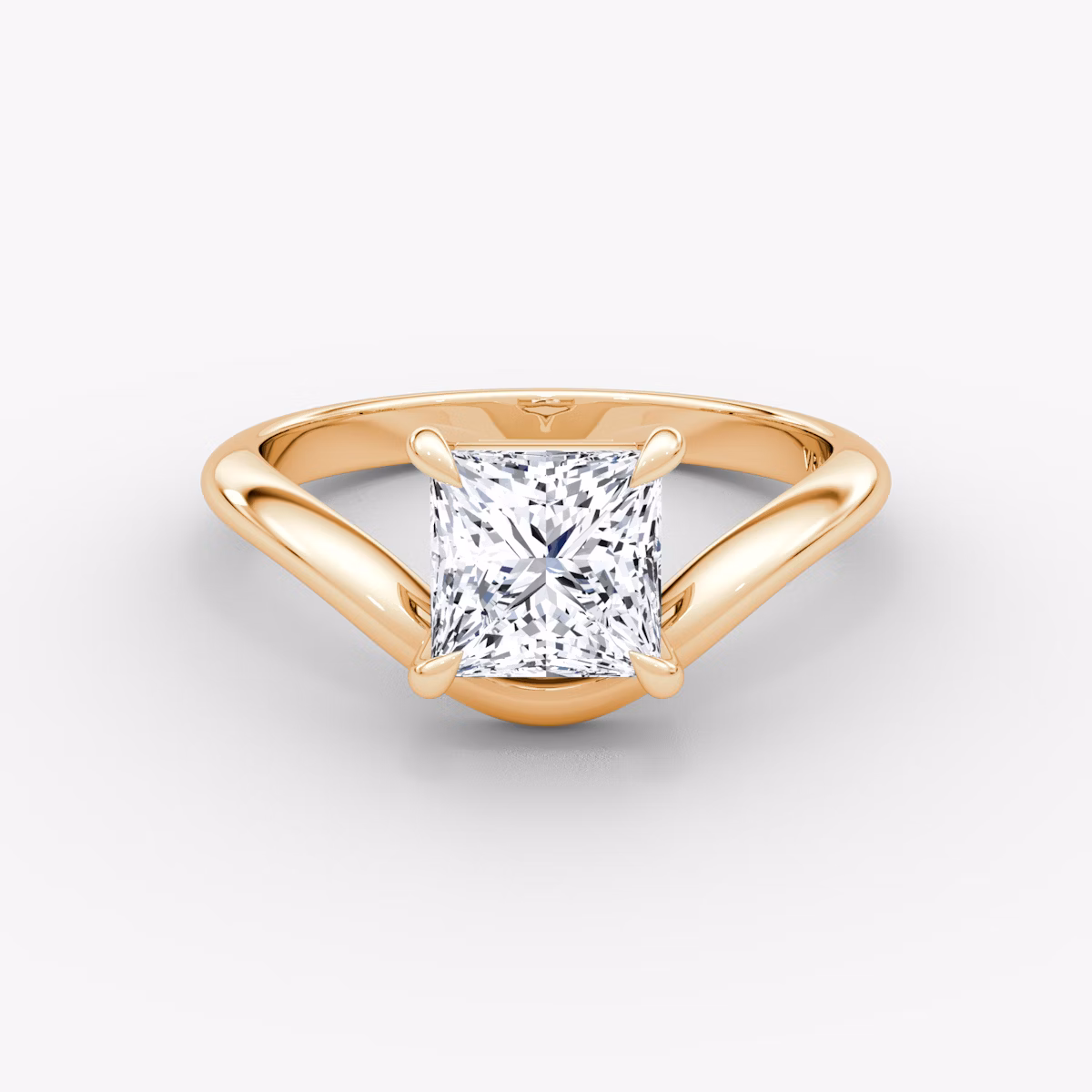 Anillo de compromiso Curve | Princesa | 14k | Oro rosa | bandAccent: Simple | diamondOrientation: vertical | caratWeight: other