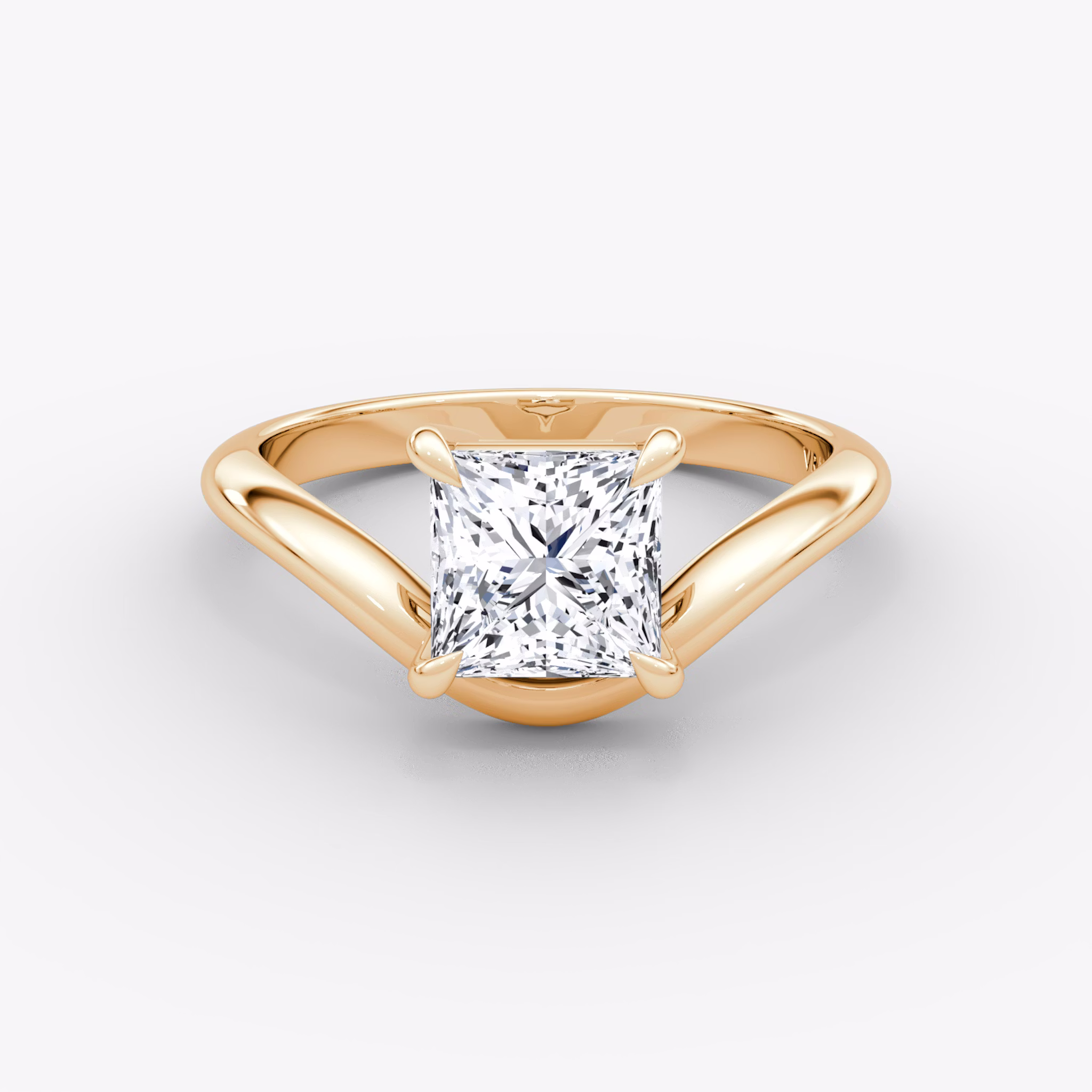 The Curve | Princess | 14k | Rose Gold | bandAccent: Plain | diamondOrientation: vertical | caratWeight: other