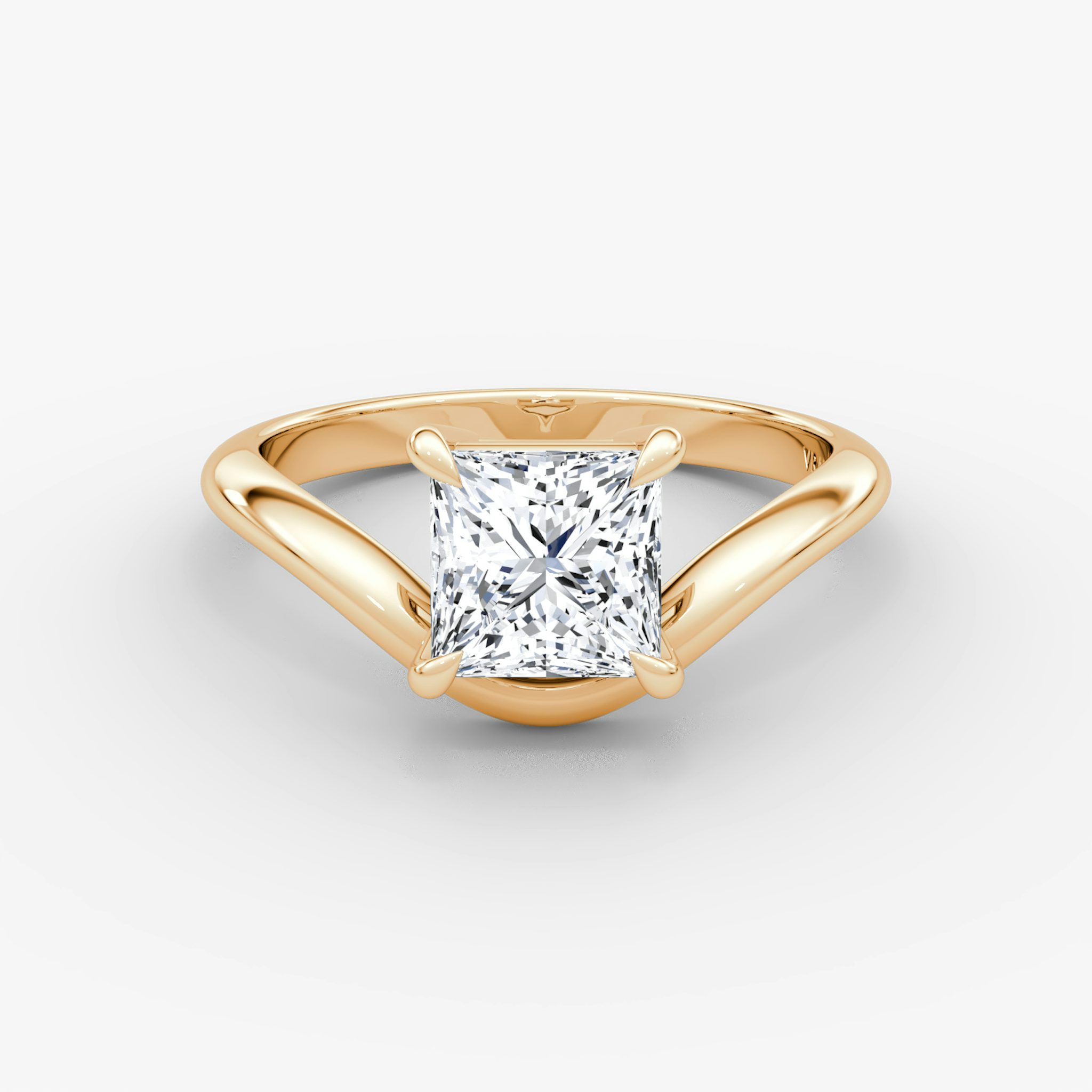 The Curve | Princess | 14k | Rose Gold | bandAccent: Plain | diamondOrientation: vertical | caratWeight: other