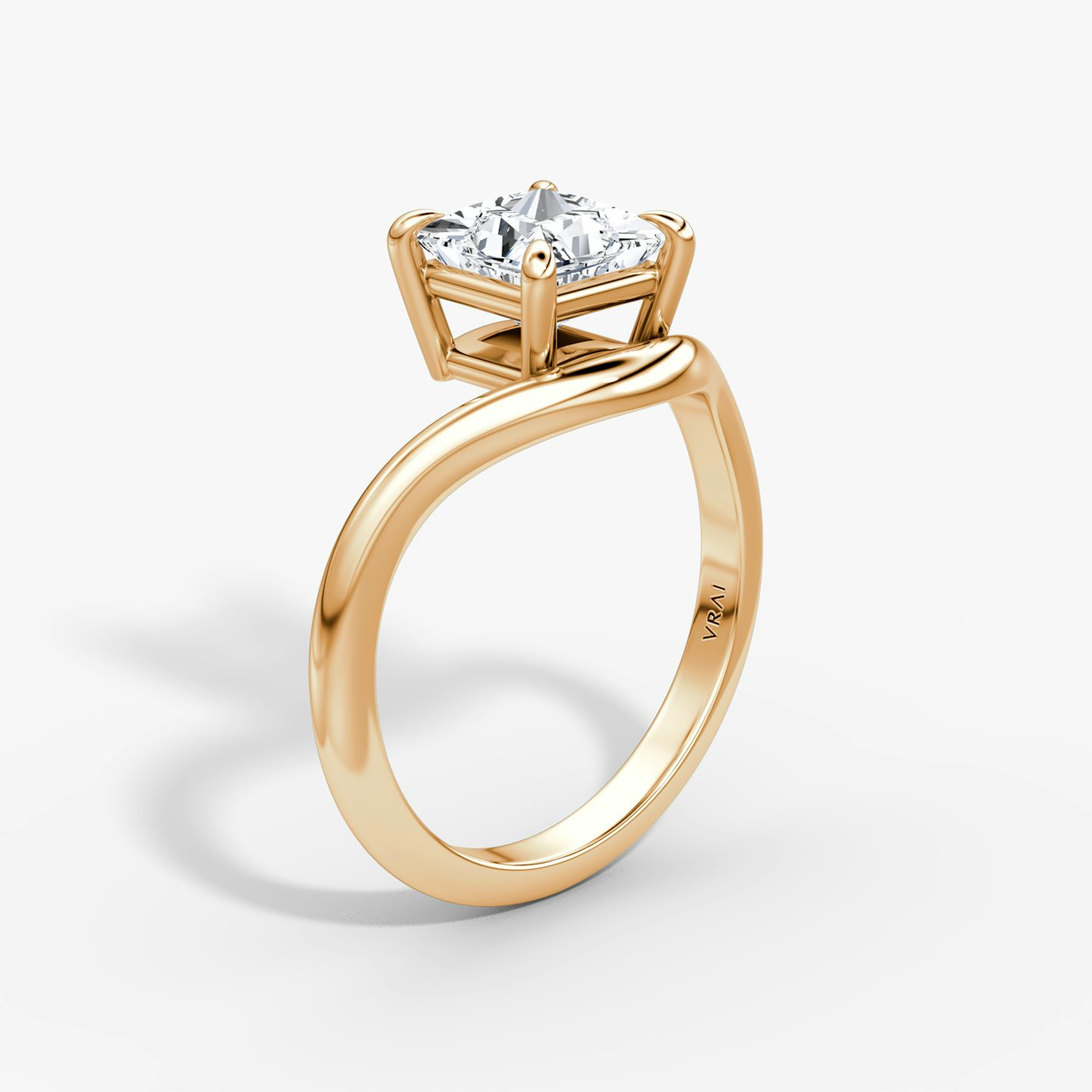 Anillo de compromiso Curve | Princesa | 14k | Oro rosa | bandAccent: Simple | diamondOrientation: vertical | caratWeight: other