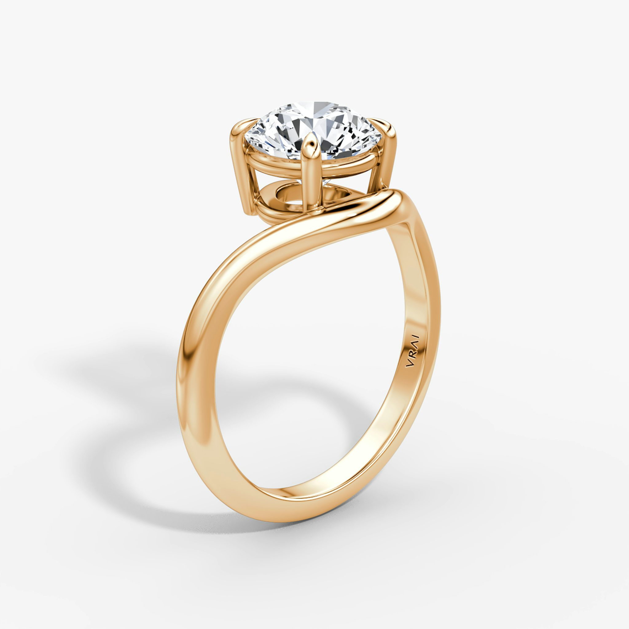 The Curve | Round Brilliant | 14k | Rose Gold | bandAccent: Plain | caratWeight: 1.5ct | diamondOrientation: vertical