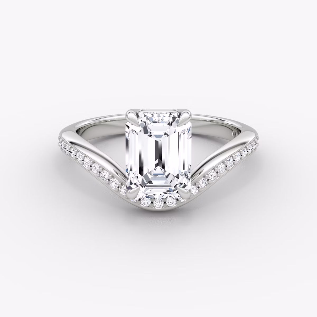 Curve | Emerald | 18k | Weißgold | bandAccent: Mit Pavé-Besatz | diamondOrientation: vertical | caratWeight: other