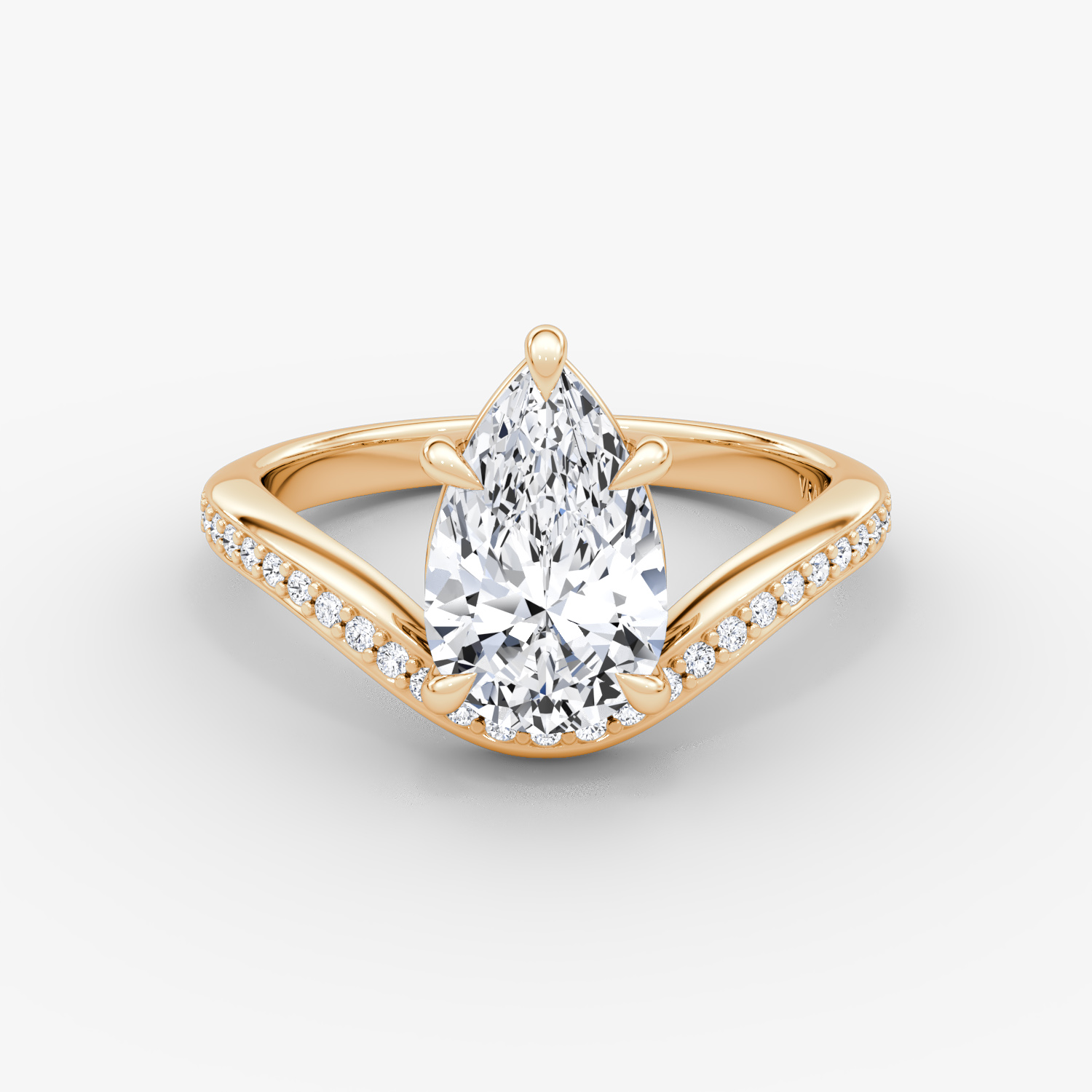 The Curve | Pear | 14k | Rose Gold | bandAccent: Pavé | diamondOrientation: vertical | caratWeight: other