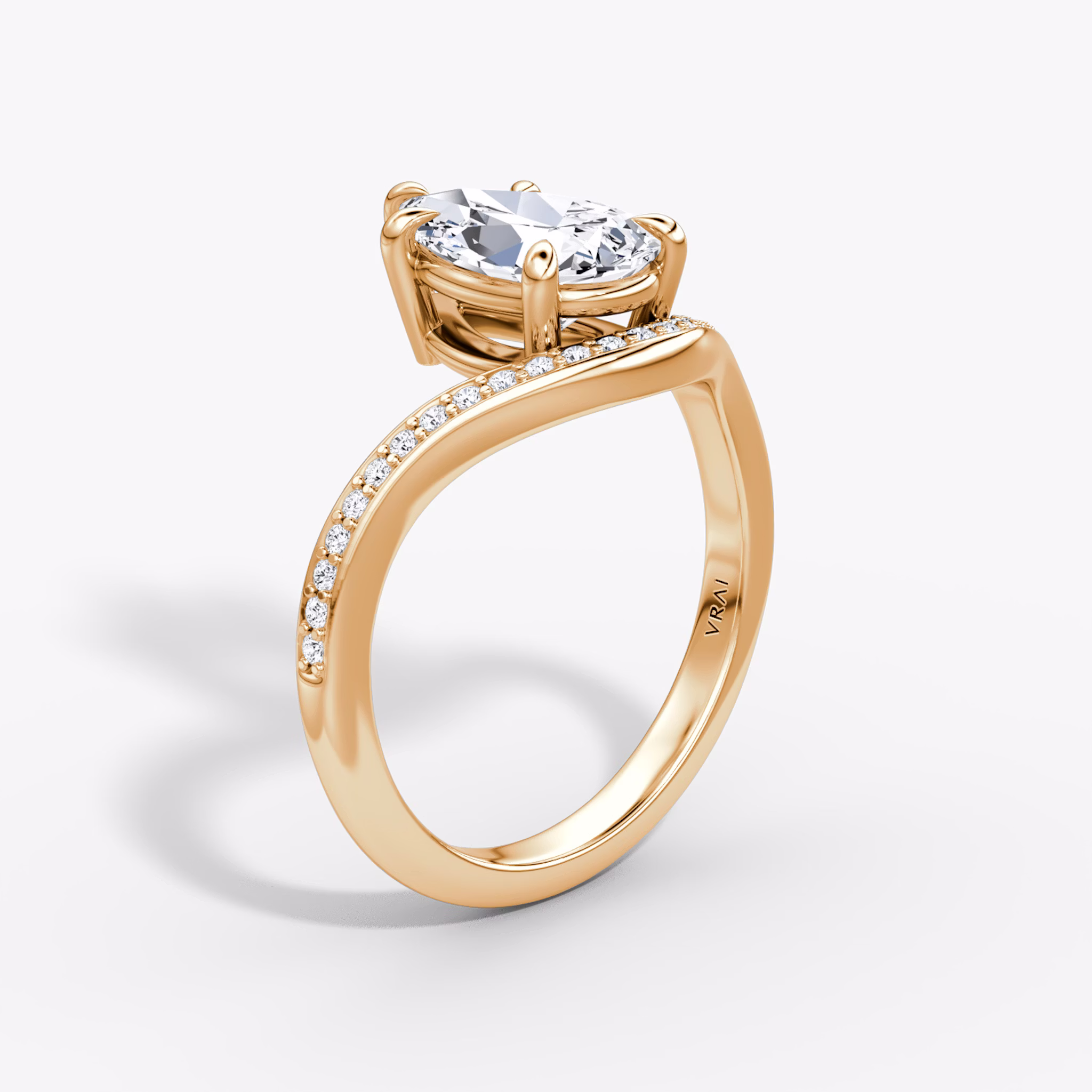 The Curve | Pear | 14k | Rose Gold | bandAccent: Pavé | diamondOrientation: vertical | caratWeight: other