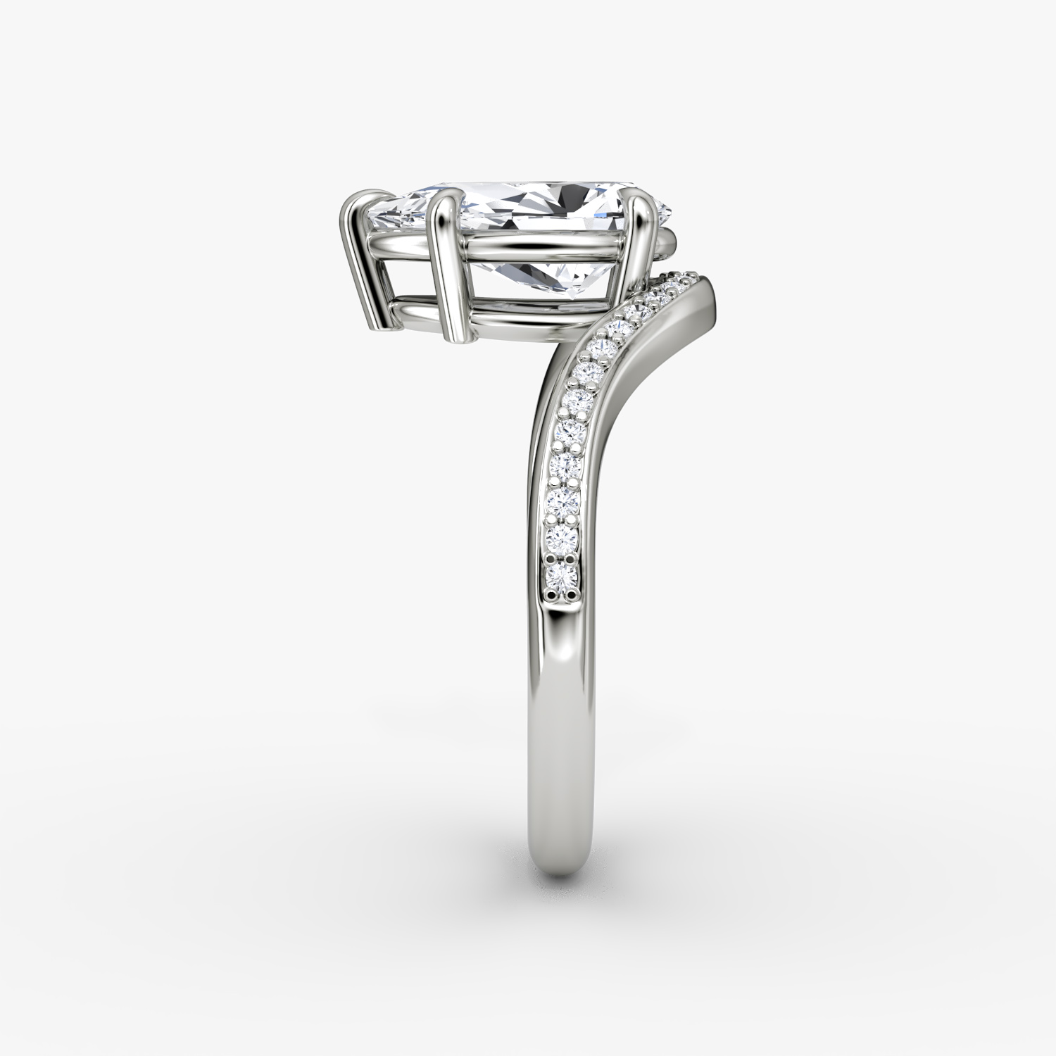 The Curve | Pear | Platinum | bandAccent: Pavé | diamondOrientation: vertical | caratWeight: other