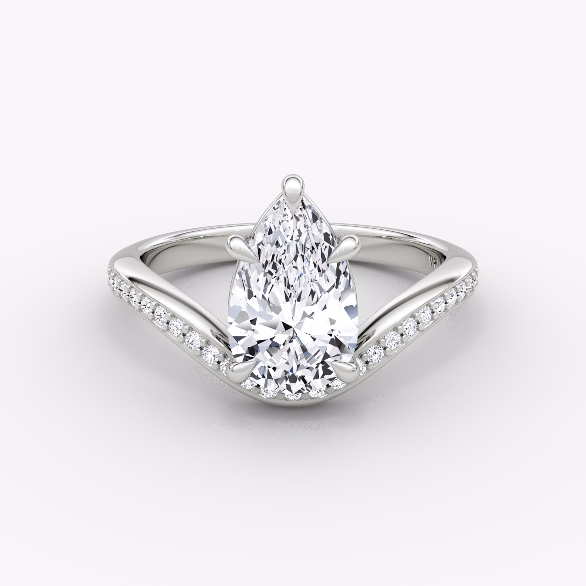 The Curve | Pear | Platinum | bandAccent: Pavé | diamondOrientation: vertical | caratWeight: other