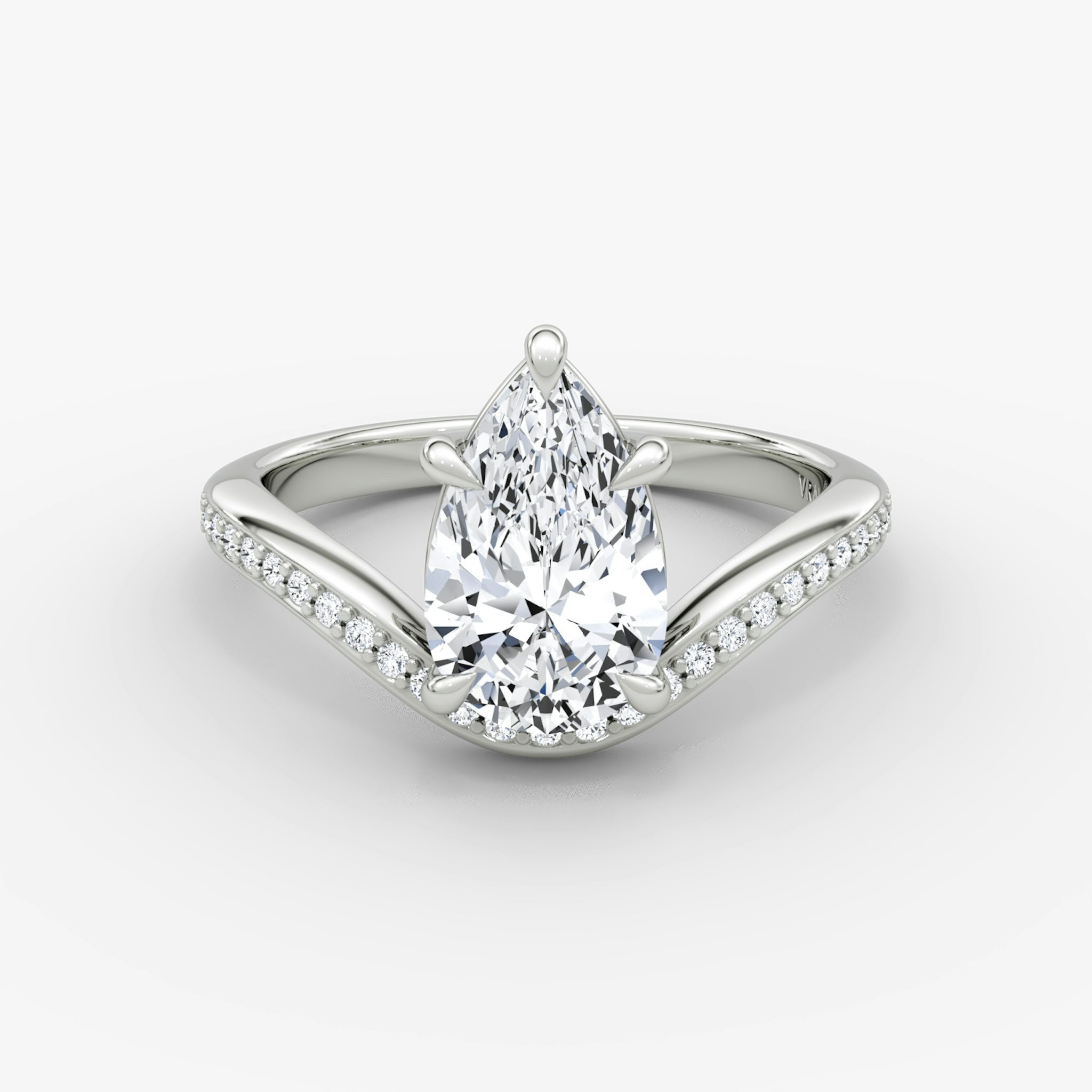 The Curve | Pear | Platinum | bandAccent: Pavé | diamondOrientation: vertical | caratWeight: other
