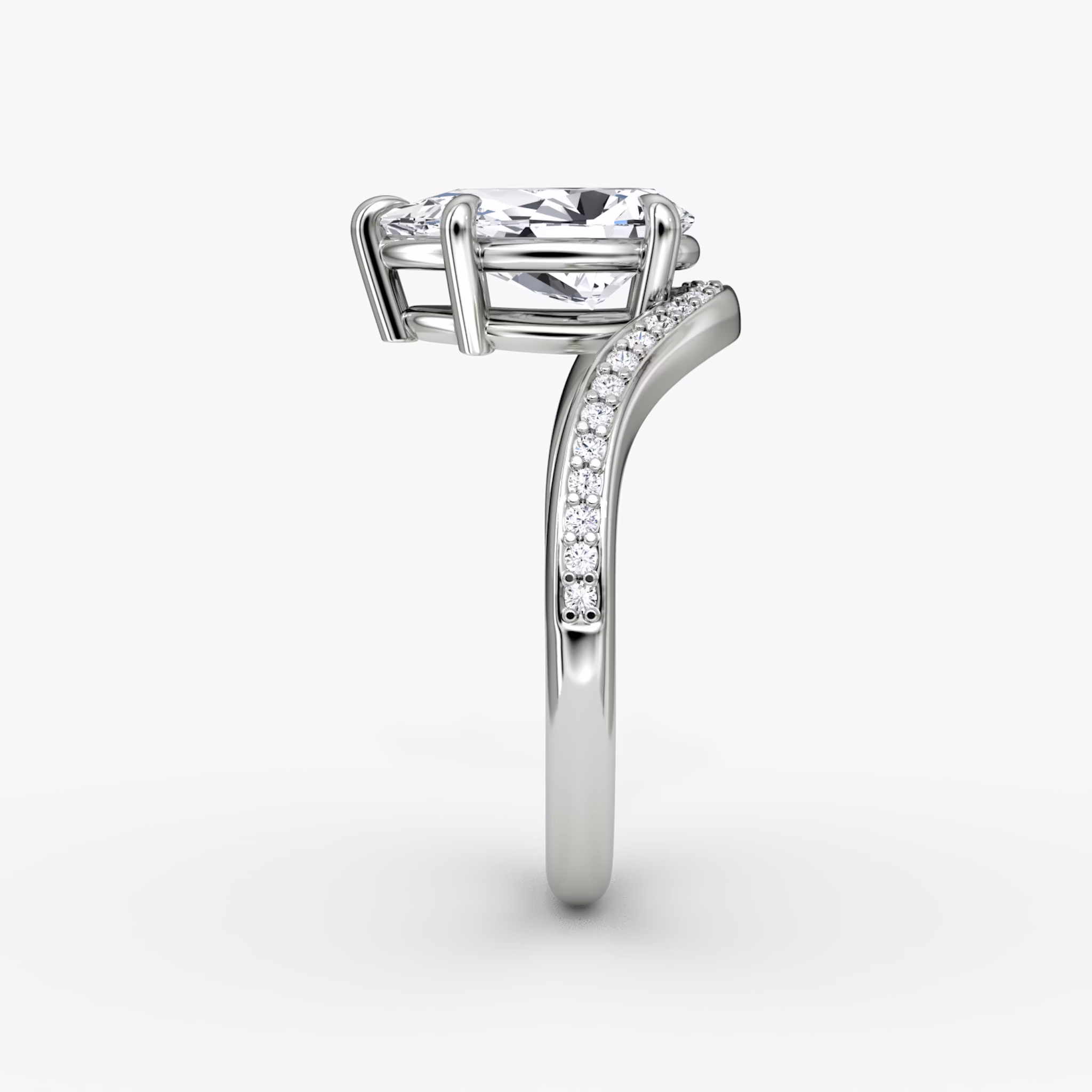 The Curve | Pear | 18k | White Gold | bandAccent: Pavé | diamondOrientation: vertical | caratWeight: other