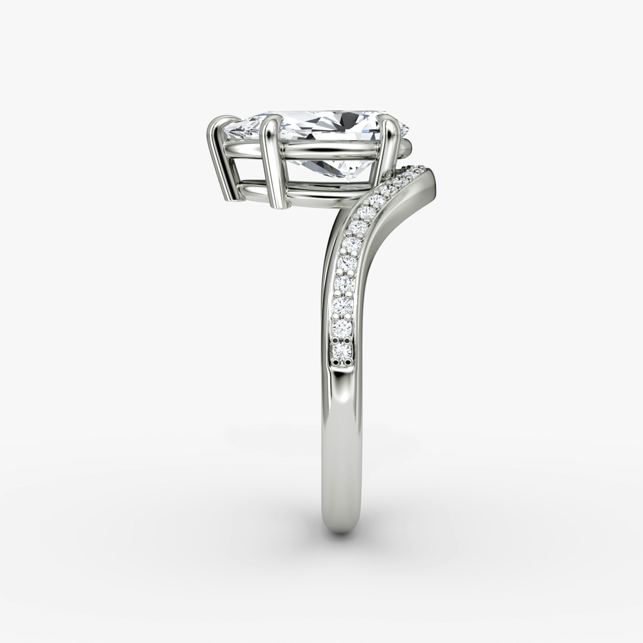 The Curve | Pear | 18k | White Gold | bandAccent: Pavé | diamondOrientation: vertical | caratWeight: other