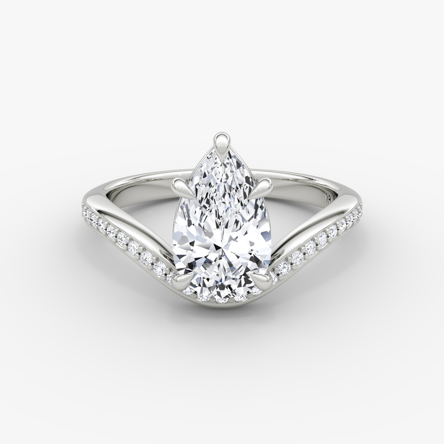 The Curve | Pear | 18k | White Gold | bandAccent: Pavé | diamondOrientation: vertical | caratWeight: other