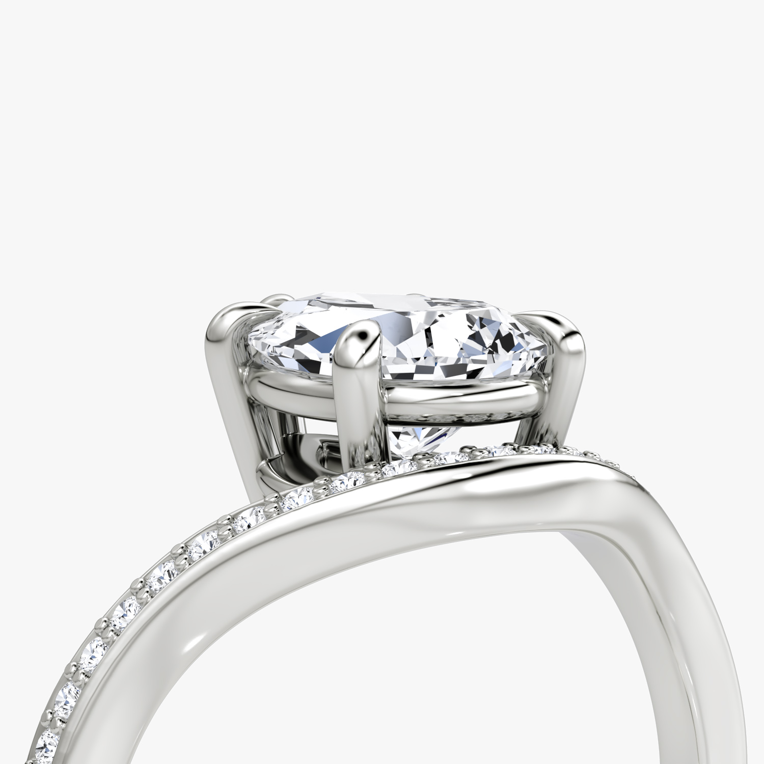 The Curve | Pear | 18k | White Gold | bandAccent: Pavé | diamondOrientation: vertical | caratWeight: other