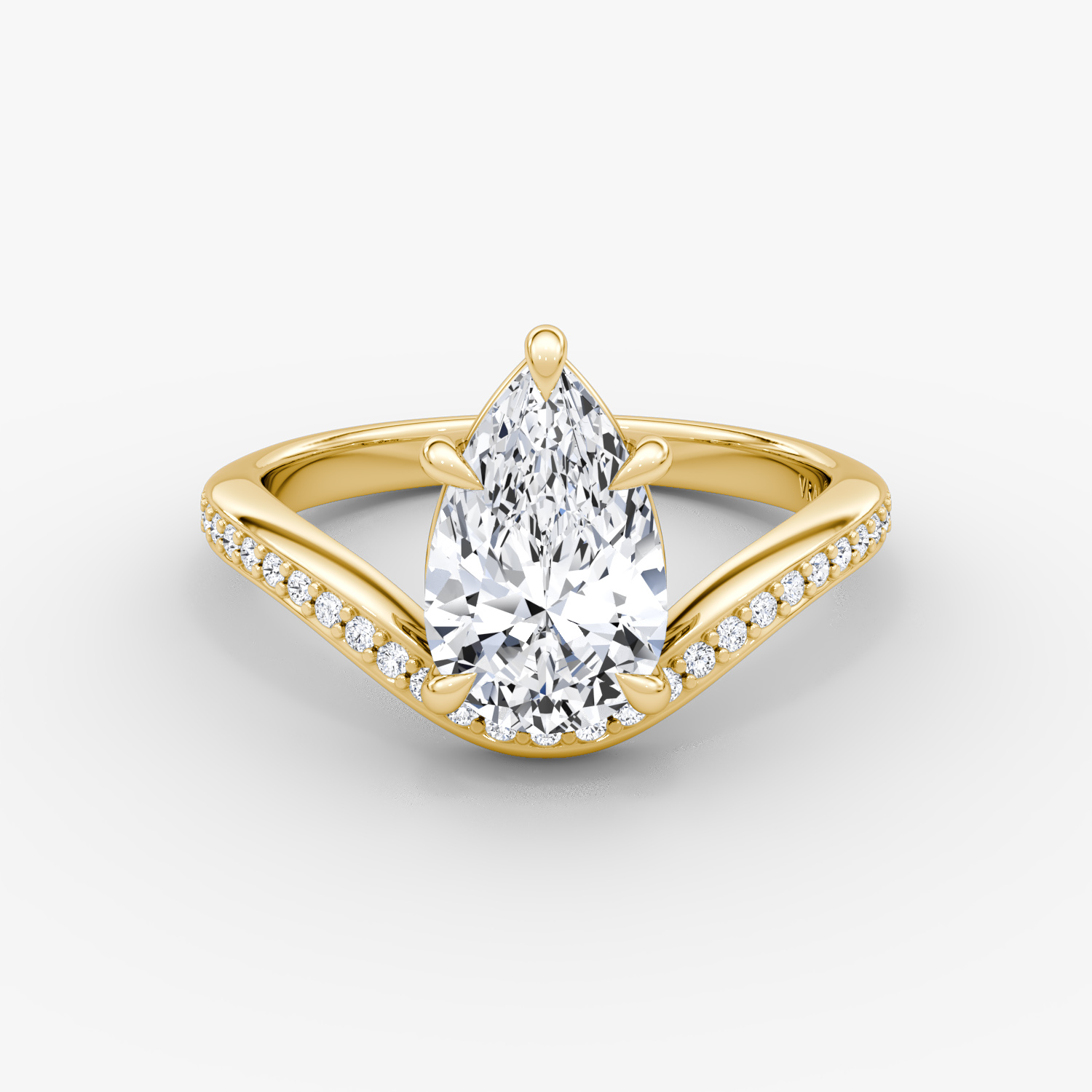 The Curve | Pear | 18k | Yellow Gold | bandAccent: Pavé | diamondOrientation: vertical | caratWeight: other