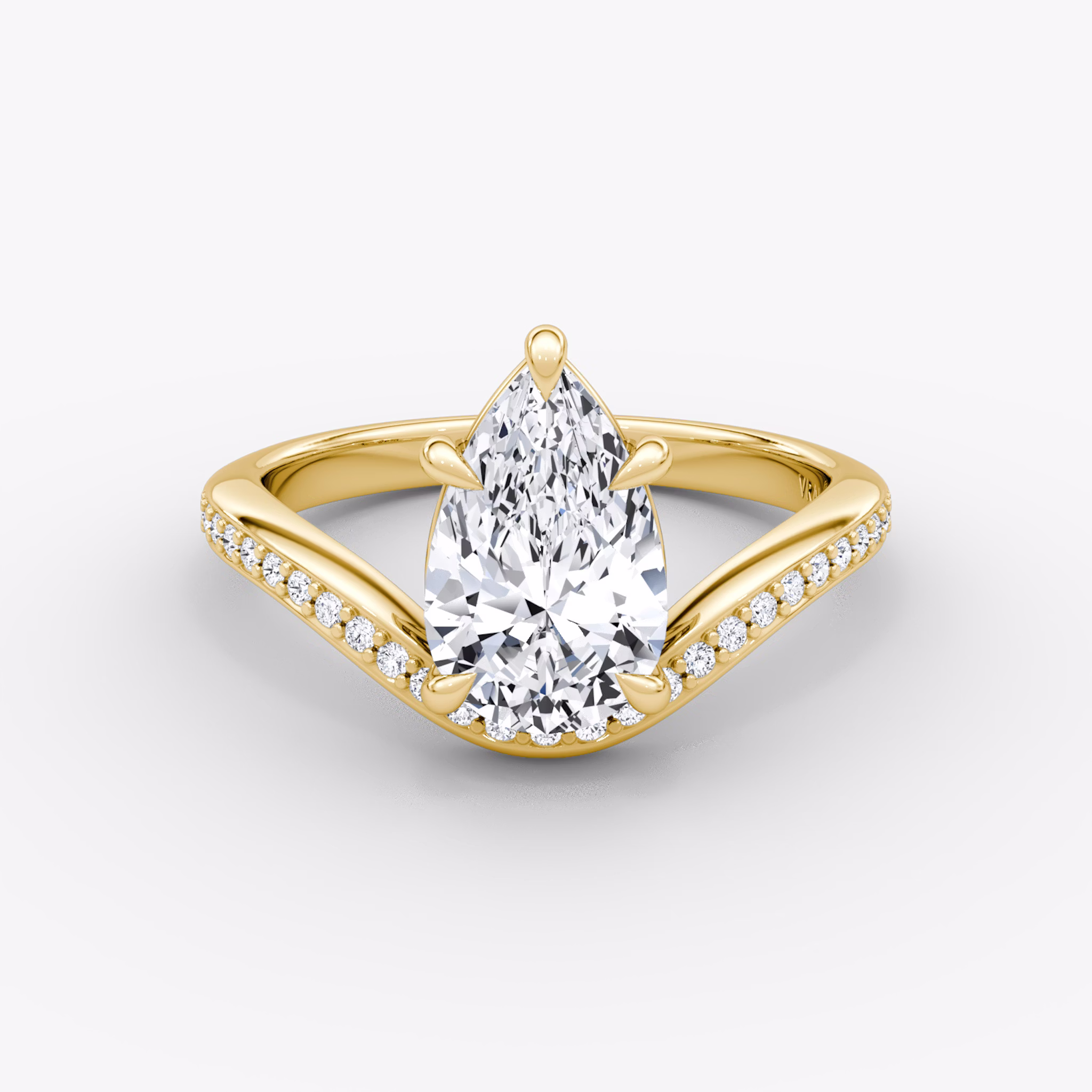 The Curve | Pear | 18k | Yellow Gold | bandAccent: Pavé | diamondOrientation: vertical | caratWeight: other