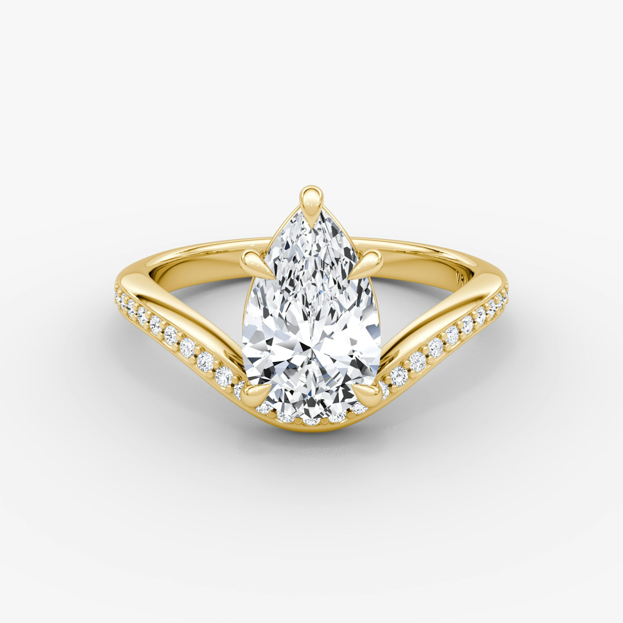 The Curve | Pear | 18k | Yellow Gold | bandAccent: Pavé | diamondOrientation: vertical | caratWeight: other