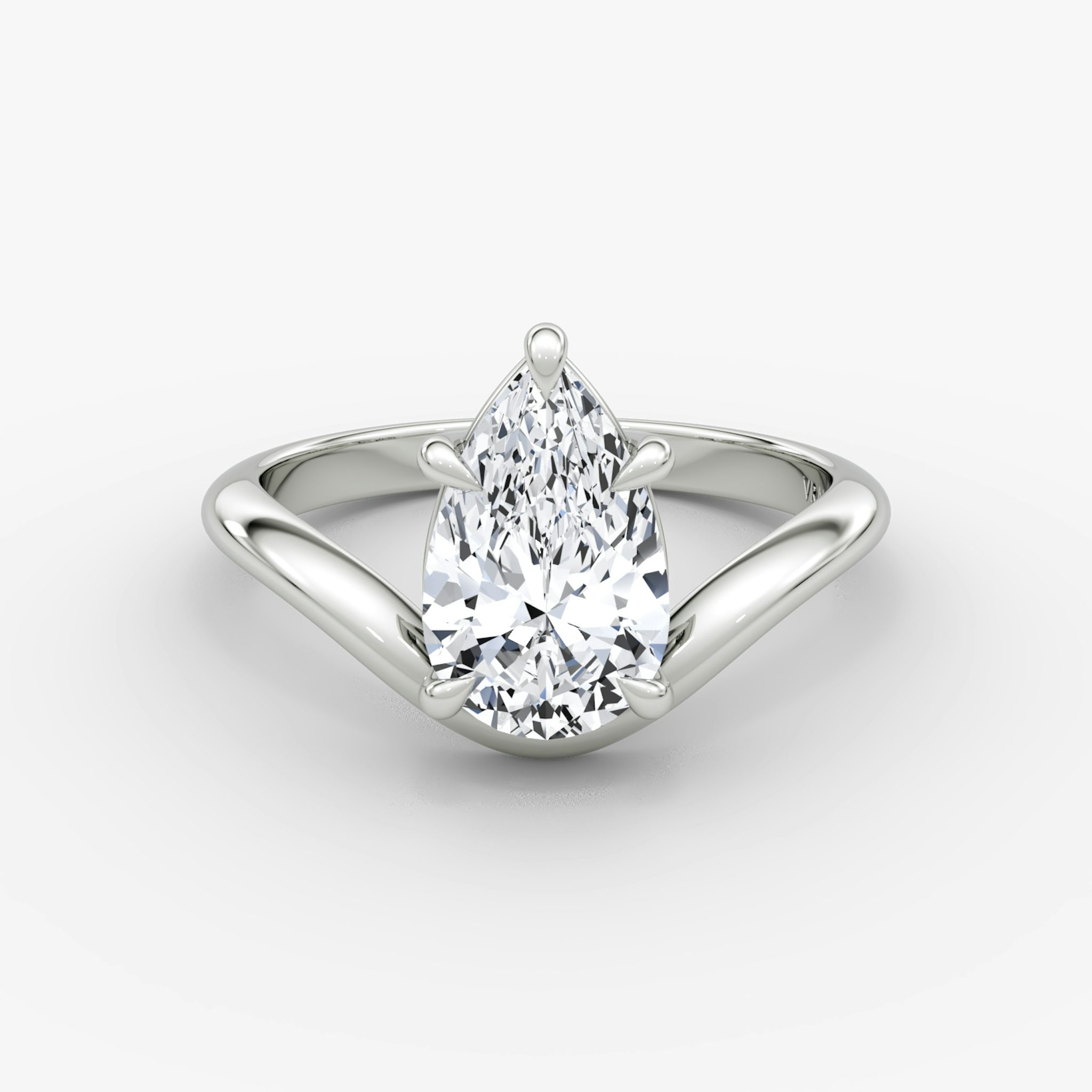 The Curve | Pear | 18k | White Gold | bandAccent: Plain | diamondOrientation: vertical | caratWeight: other