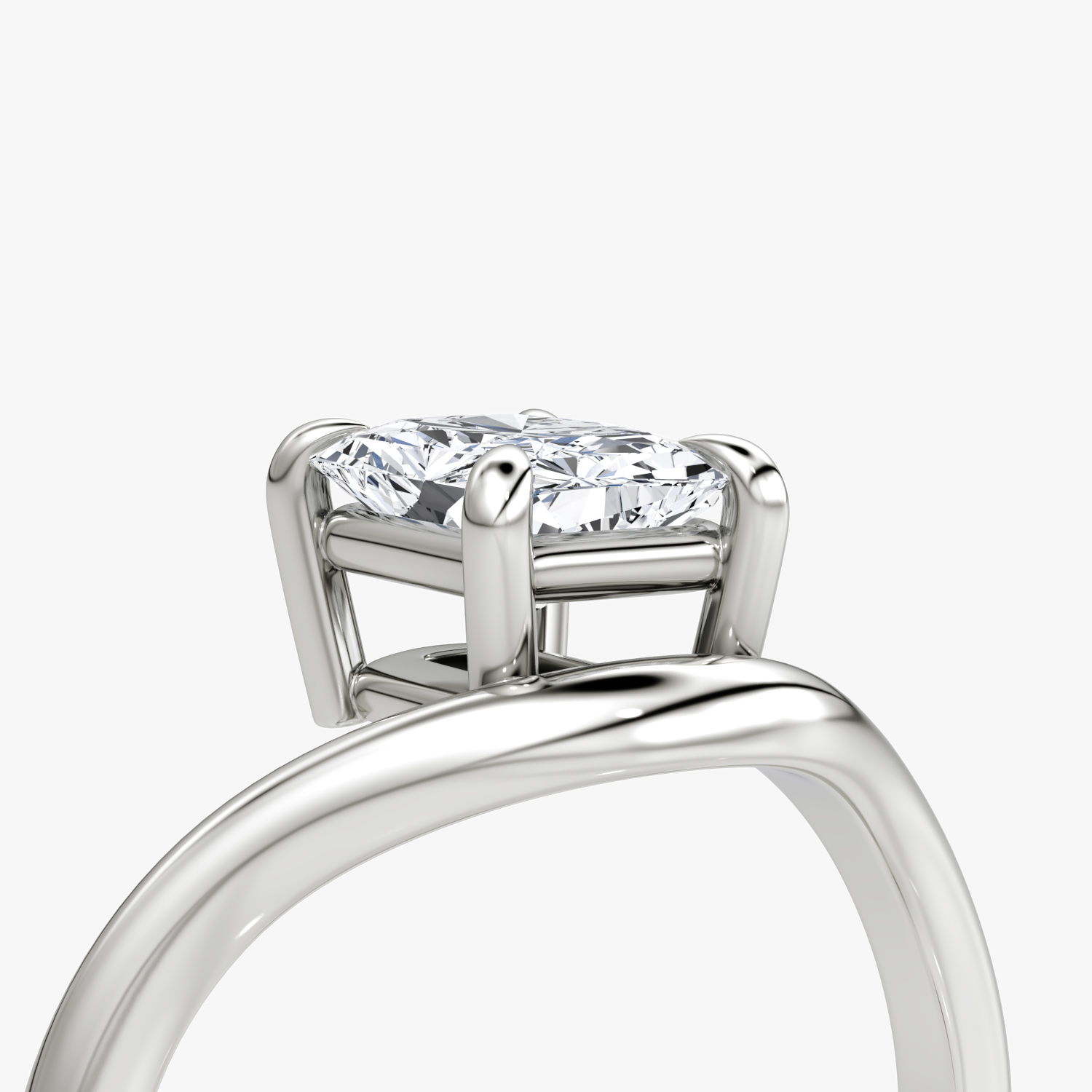 The Curve | Radiant | Platinum | bandAccent: Plain | diamondOrientation: vertical | caratWeight: other