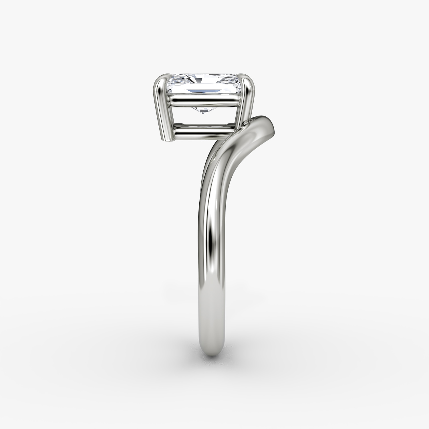 The Curve | Radiant | 18k | White Gold | bandAccent: Plain | diamondOrientation: vertical | caratWeight: other