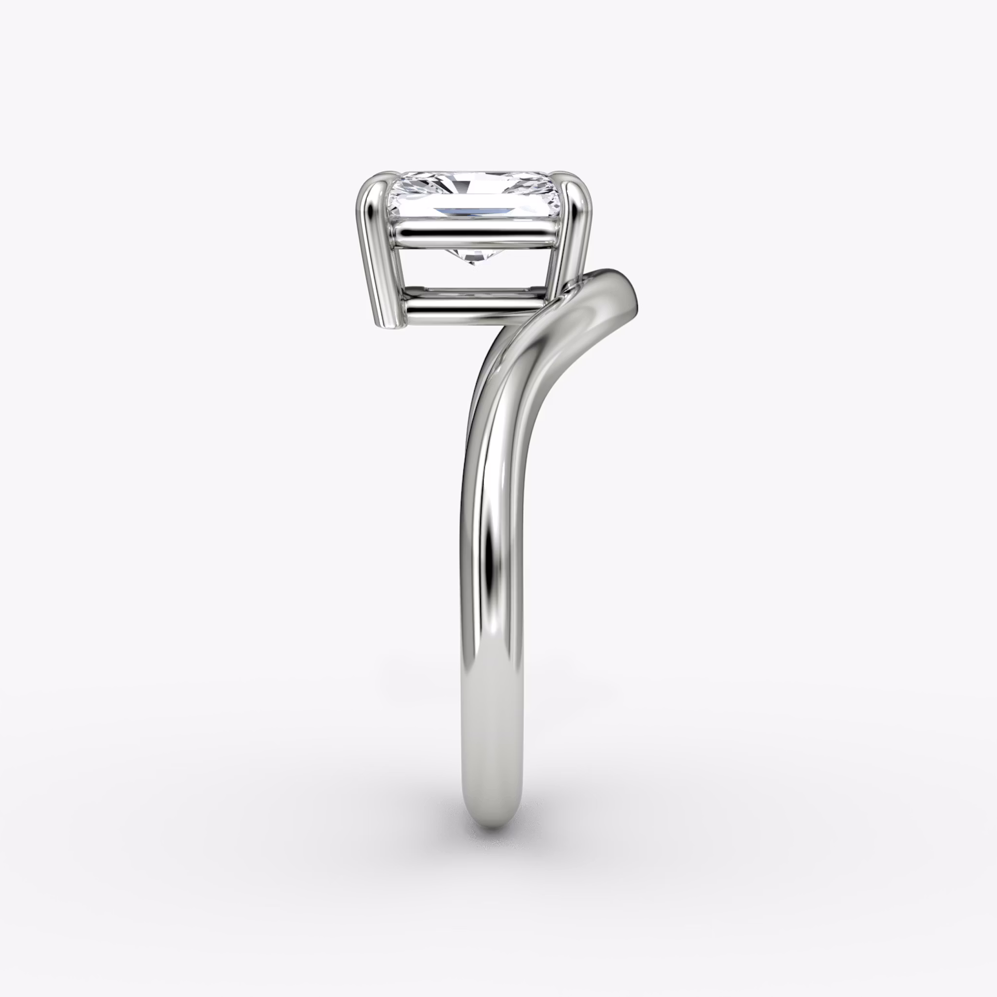 The Curve | Radiant | 18k | White Gold | bandAccent: Plain | diamondOrientation: vertical | caratWeight: other