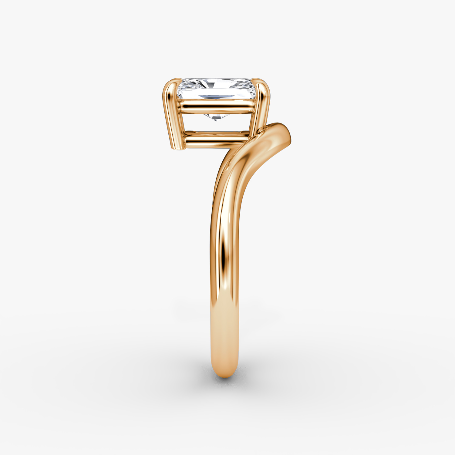 The Curve | Radiant | 14k | Rose Gold | bandAccent: Plain | diamondOrientation: vertical | caratWeight: other