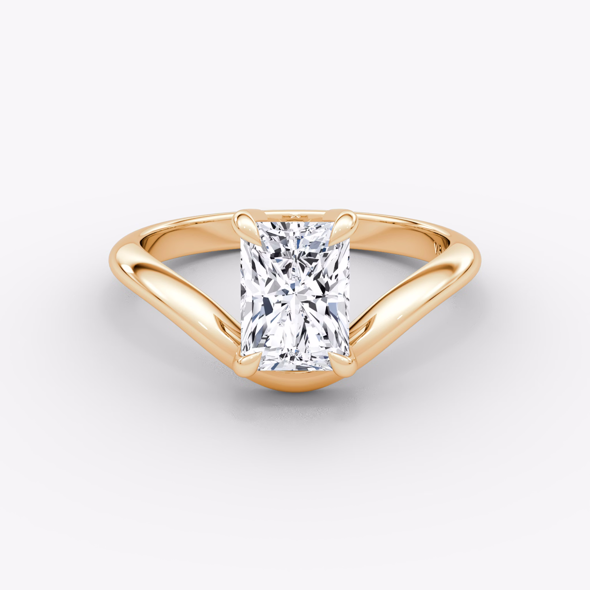 The Curve | Radiant | 14k | Rose Gold | bandAccent: Plain | diamondOrientation: vertical | caratWeight: other
