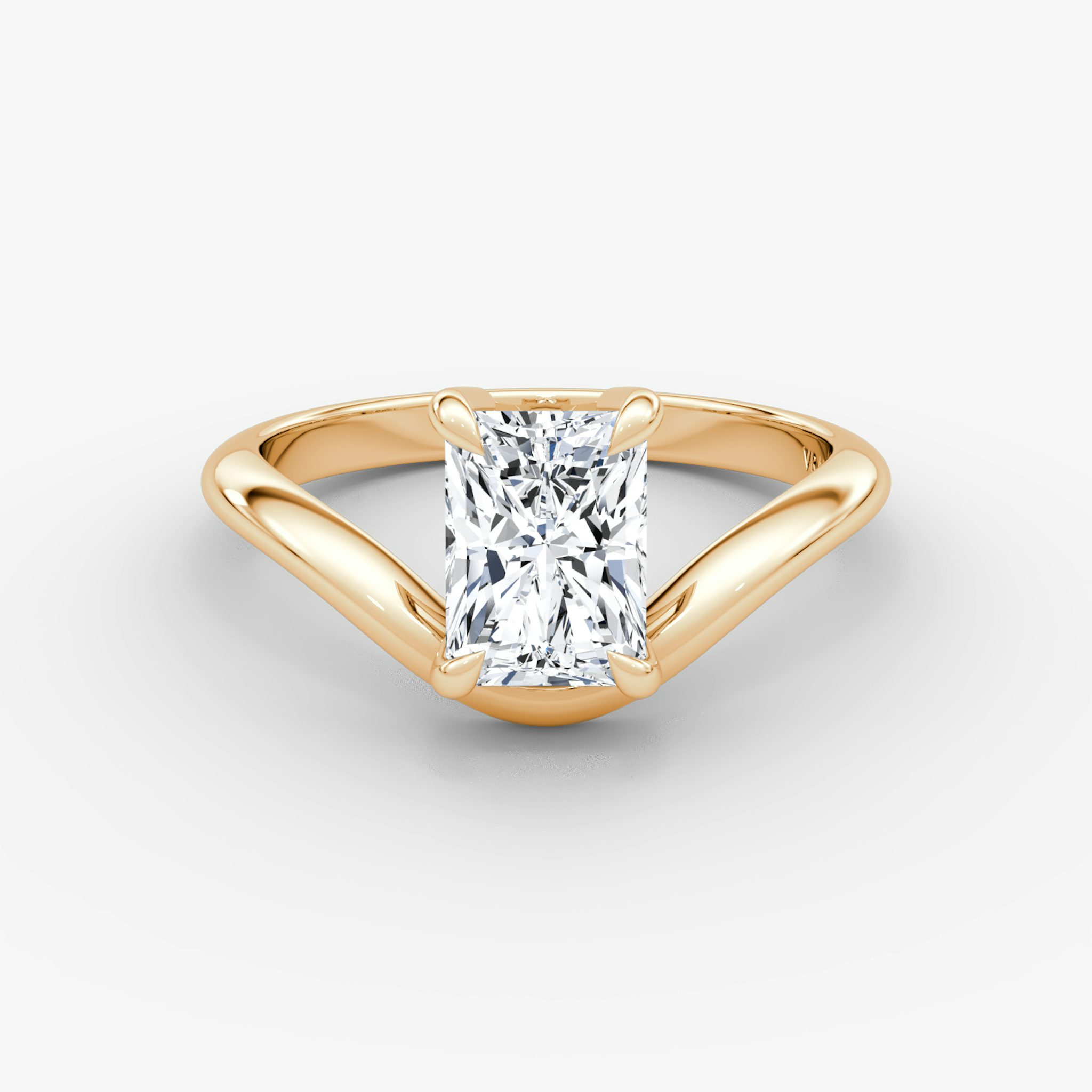 The Curve | Radiant | 14k | Rose Gold | bandAccent: Plain | diamondOrientation: vertical | caratWeight: other