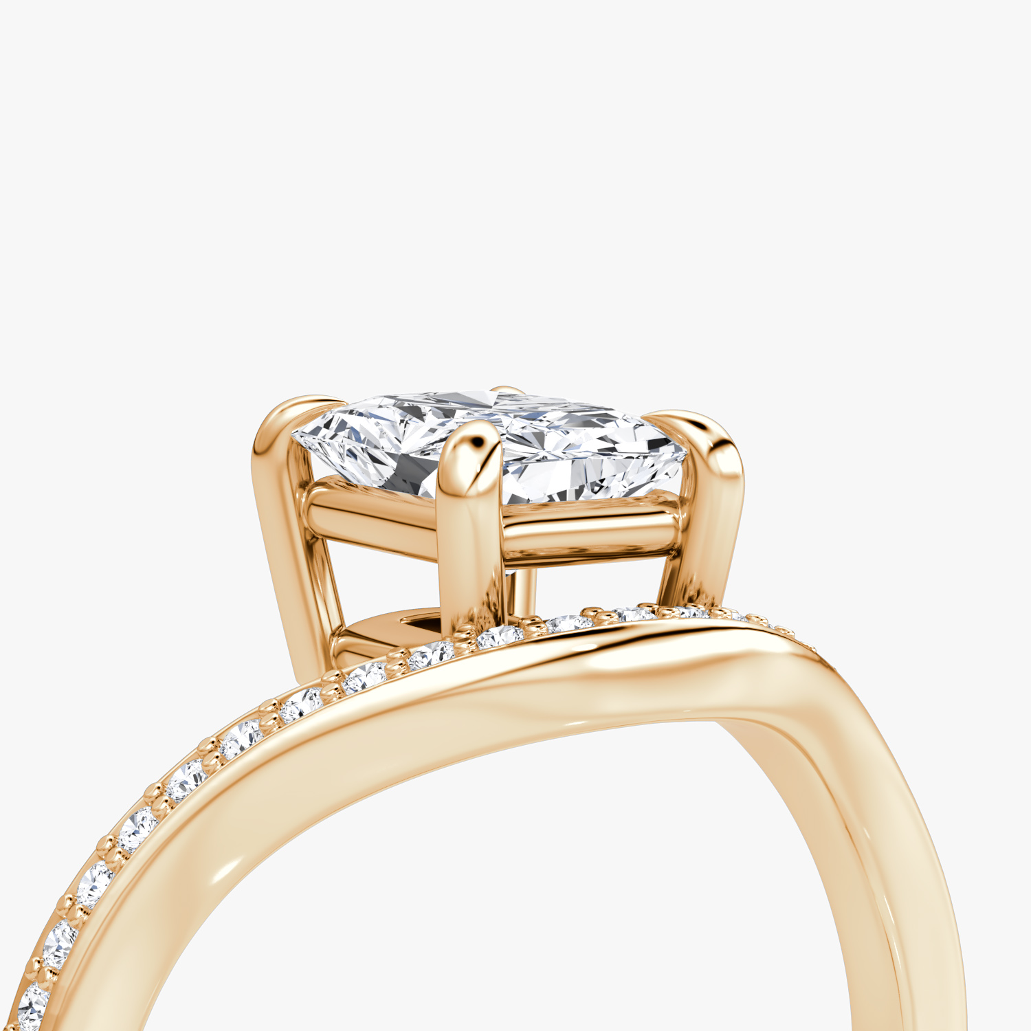 The Curve | Radiant | 14k | Rose Gold | bandAccent: Pavé | diamondOrientation: vertical | caratWeight: other