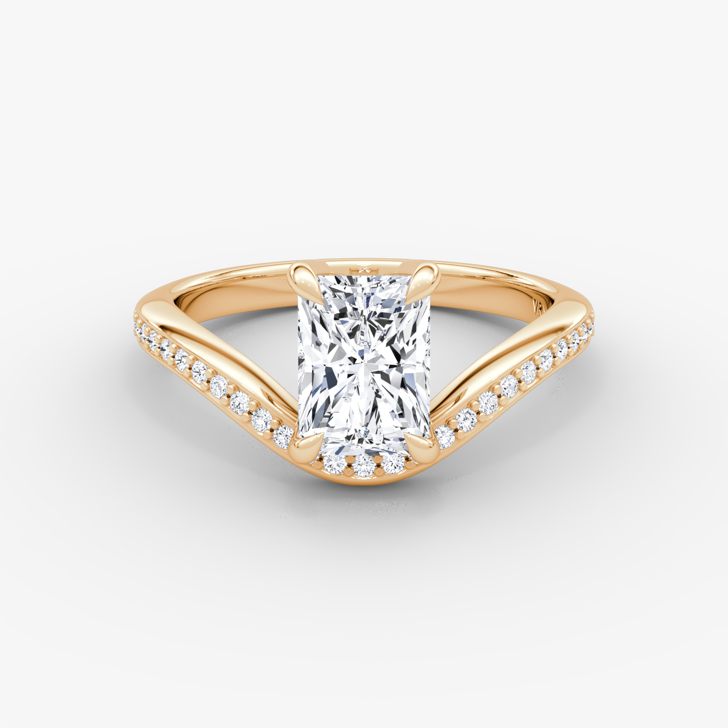 The Curve | Radiant | 14k | Rose Gold | bandAccent: Pavé | diamondOrientation: vertical | caratWeight: other