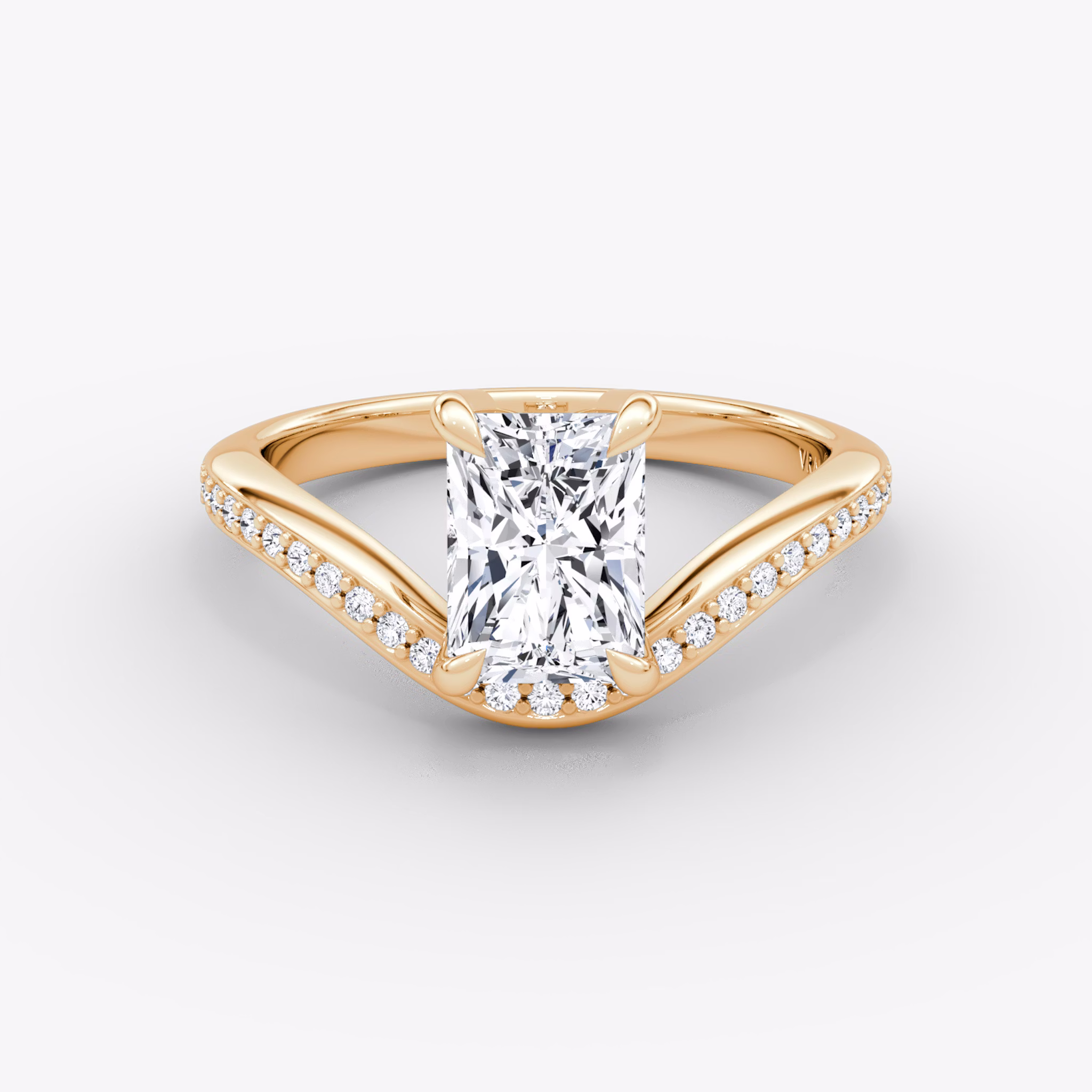 The Curve | Radiant | 14k | Rose Gold | bandAccent: Pavé | diamondOrientation: vertical | caratWeight: other