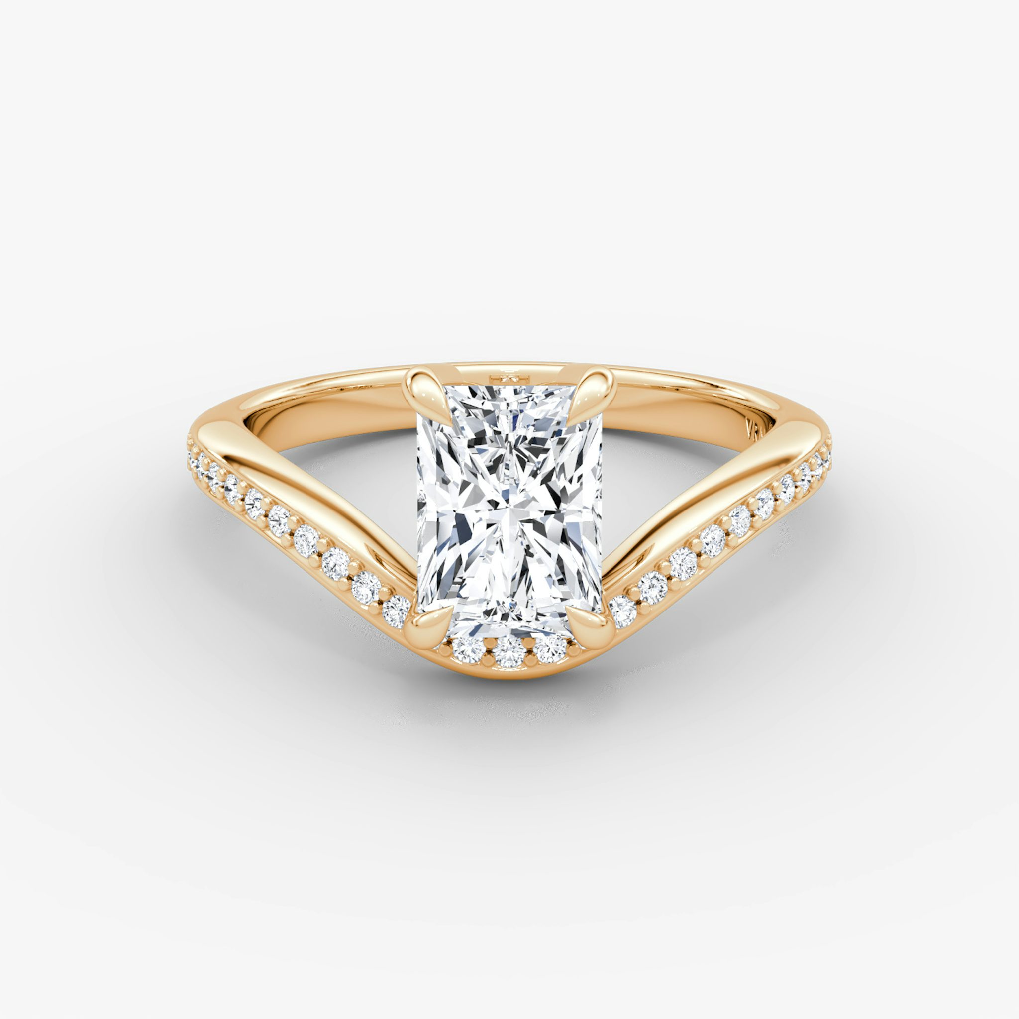 The Curve | Radiant | 14k | Rose Gold | bandAccent: Pavé | diamondOrientation: vertical | caratWeight: other