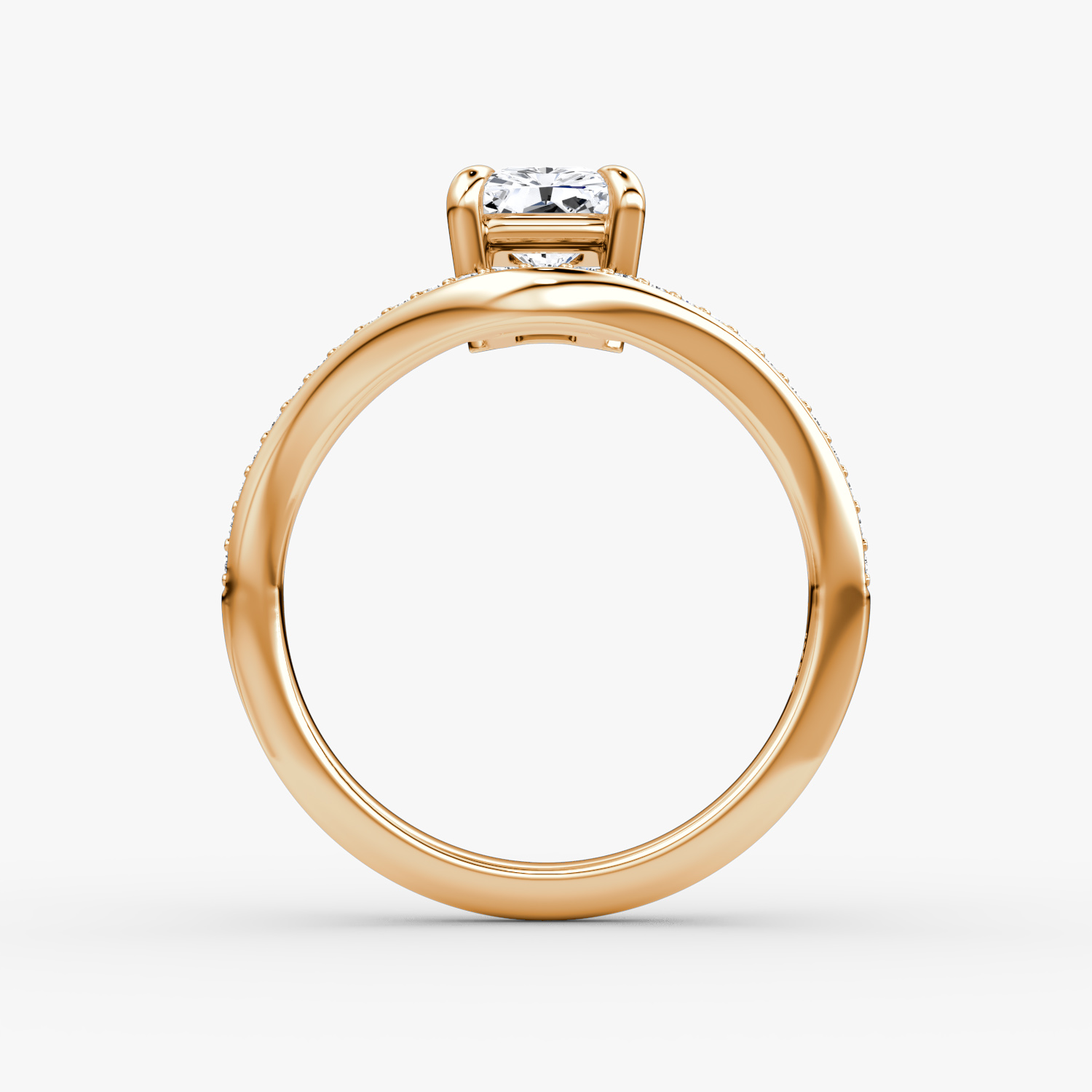 The Curve | Radiant | 14k | Rose Gold | bandAccent: Pavé | diamondOrientation: vertical | caratWeight: other