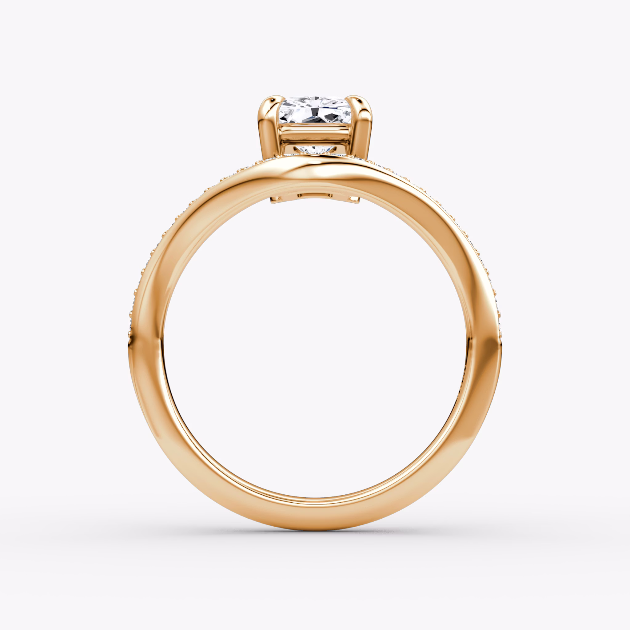 The Curve | Radiant | 14k | Rose Gold | bandAccent: Pavé | diamondOrientation: vertical | caratWeight: other