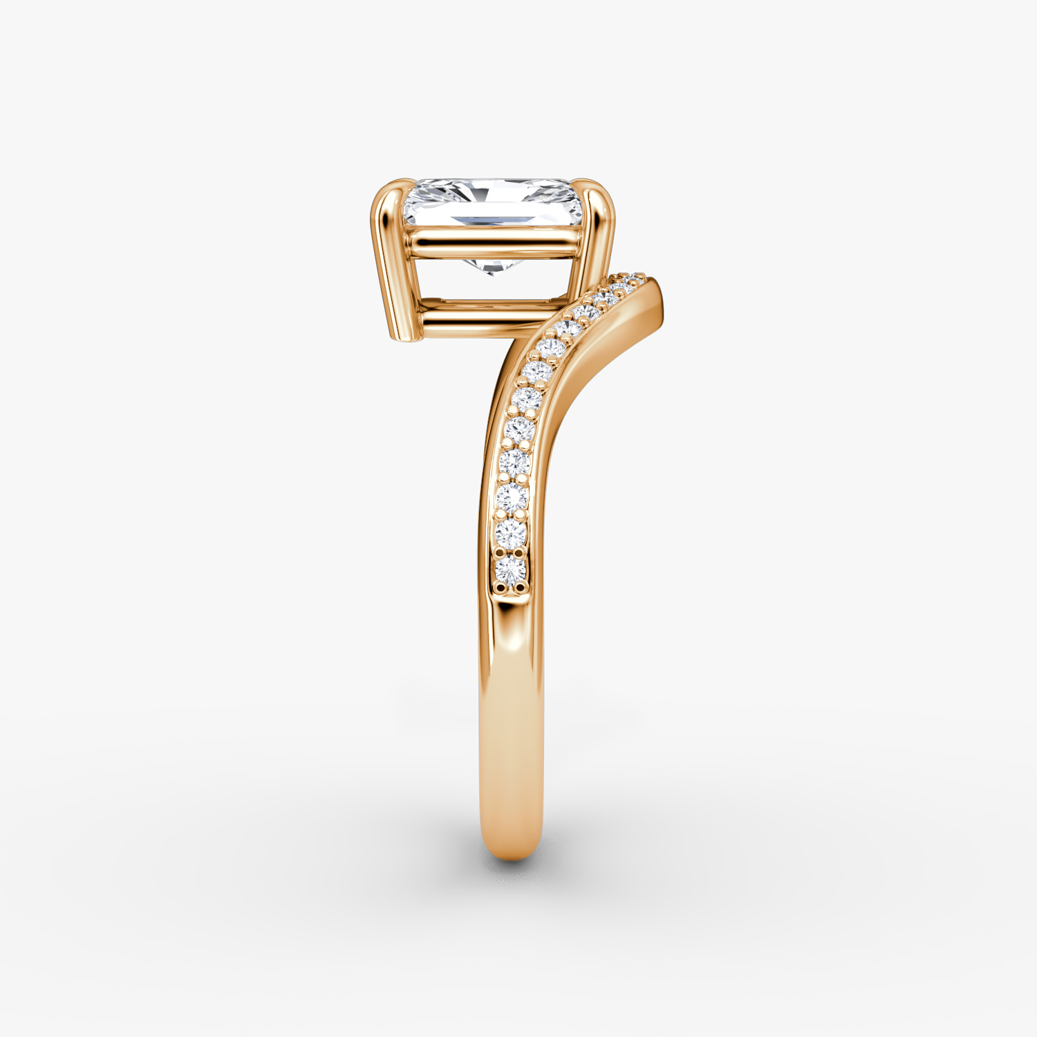 The Curve | Radiant | 14k | Rose Gold | bandAccent: Pavé | diamondOrientation: vertical | caratWeight: other
