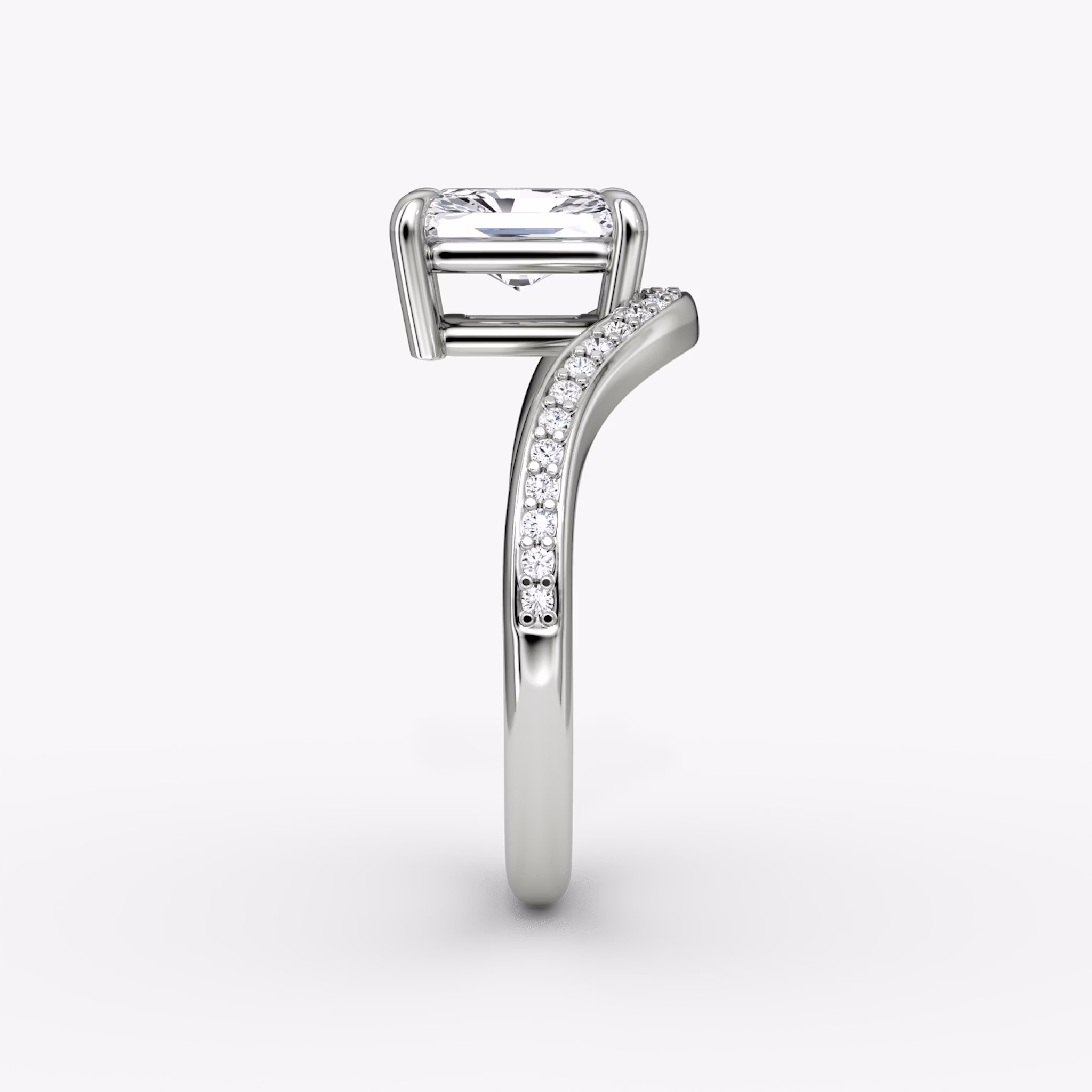 The Curve | Radiant | Platinum | bandAccent: Pavé | diamondOrientation: vertical | caratWeight: other