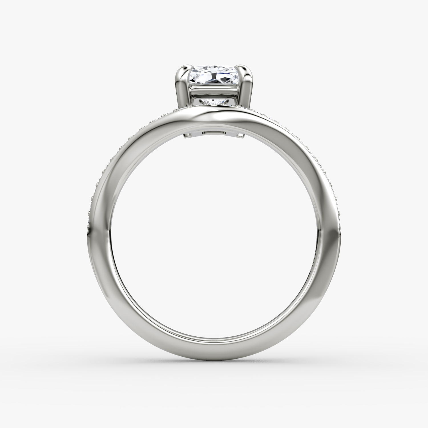 The Curve | Radiant | Platinum | bandAccent: Pavé | diamondOrientation: vertical | caratWeight: other