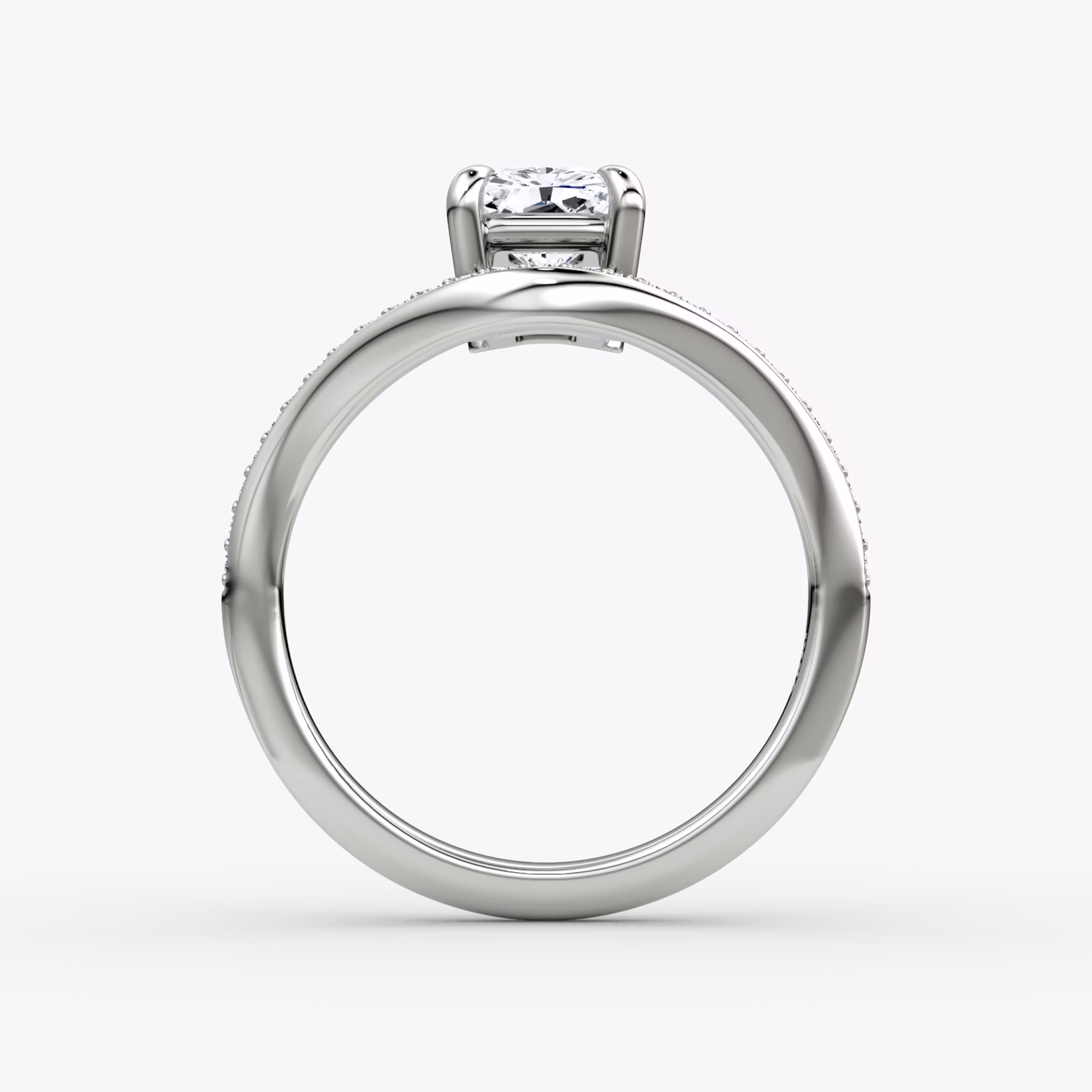 The Curve | Radiant | Platinum | bandAccent: Pavé | diamondOrientation: vertical | caratWeight: other