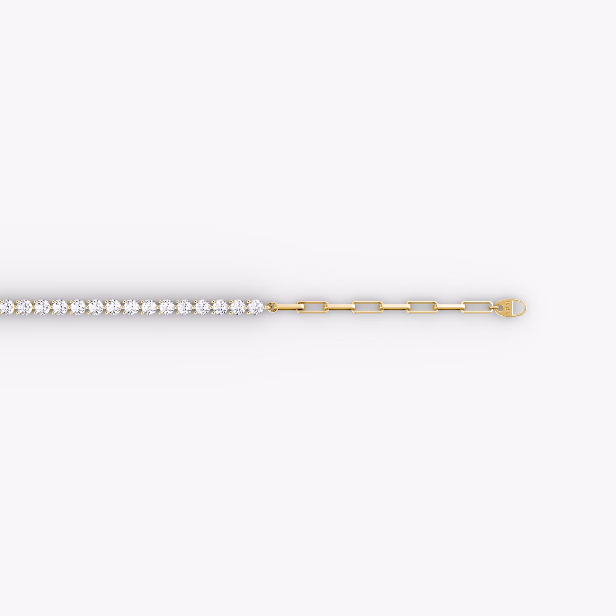 Paperclip Tennis Bracelet | Round Brilliant | 14k | Yellow Gold | diamondSize: medium
