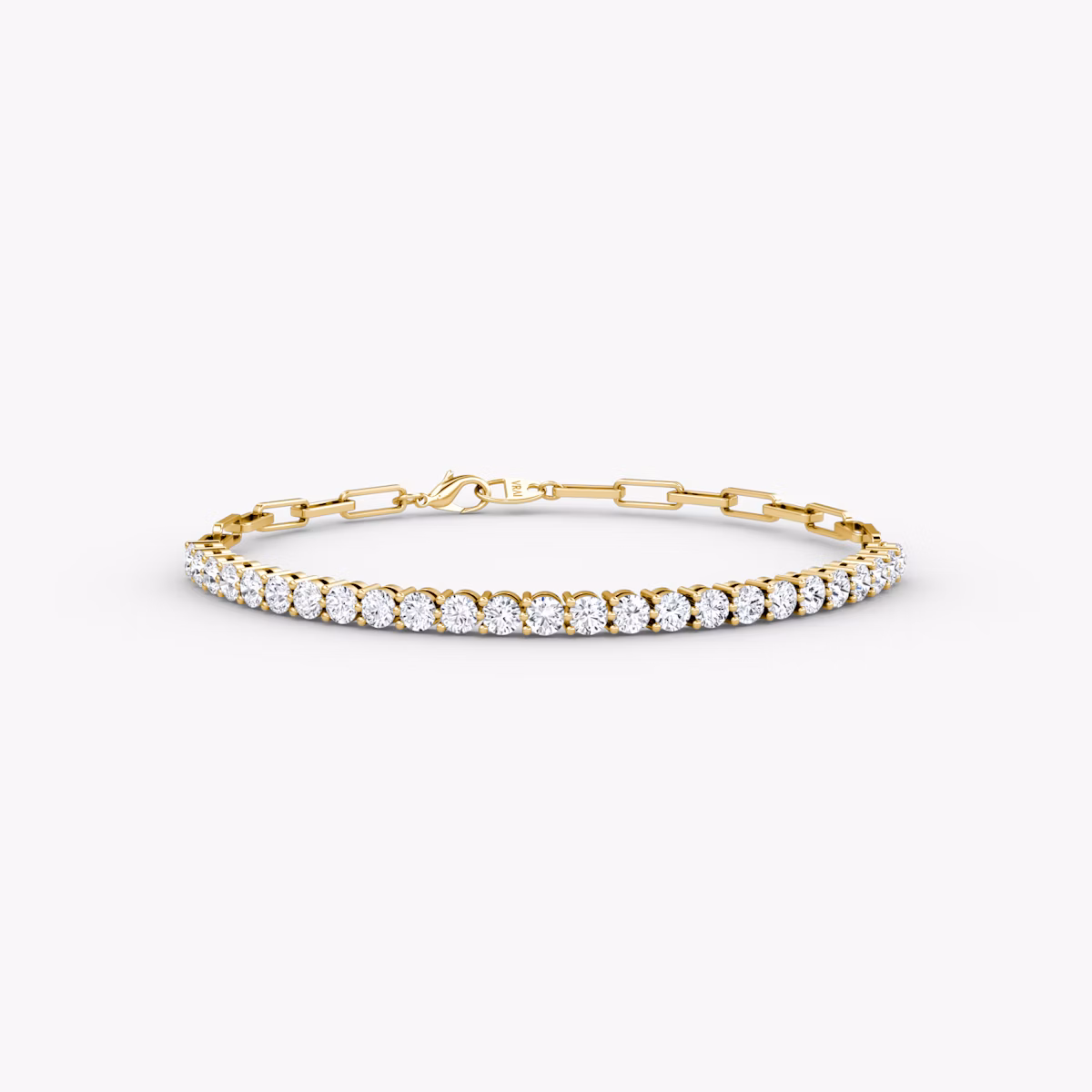 Paperclip Tennis Bracelet | Round Brilliant | 14k | Yellow Gold | diamondSize: medium